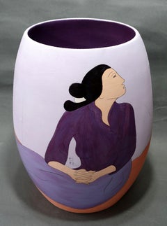 A Large RC Gorman LEA Original Signed Ceramic Vase "Rosa"