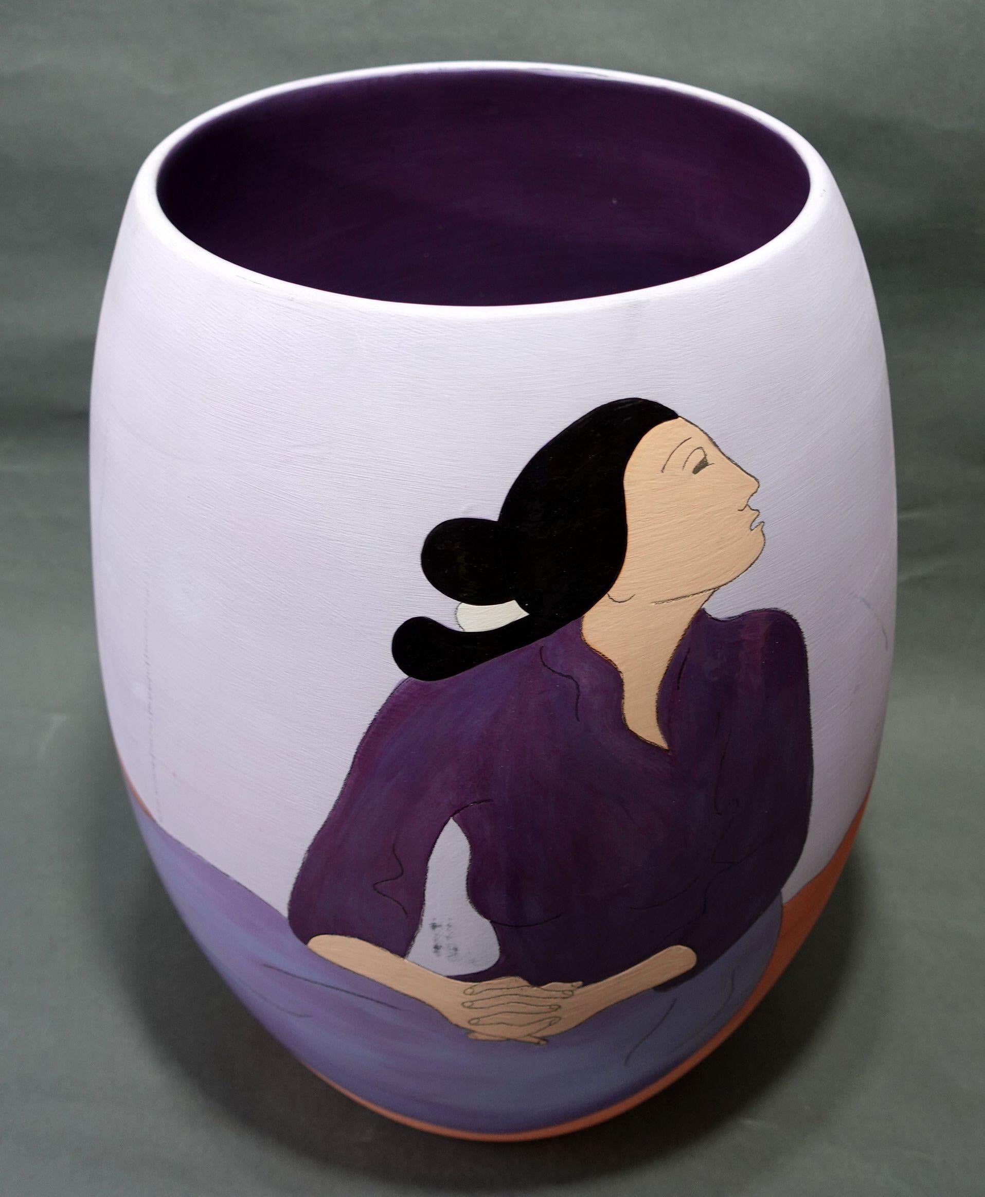North American A Large RC Gorman LEA Original Signed Ceramic Vase 