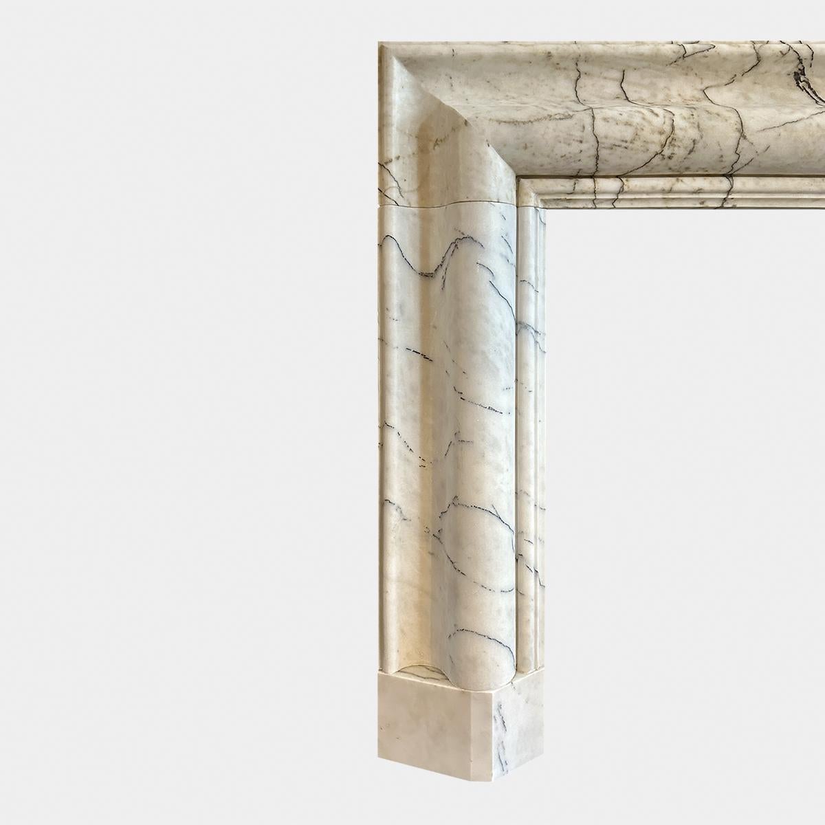 Queen Anne A large Reclaimed Calacatta Vagli Marble Bolection Fireplace Mantle  For Sale