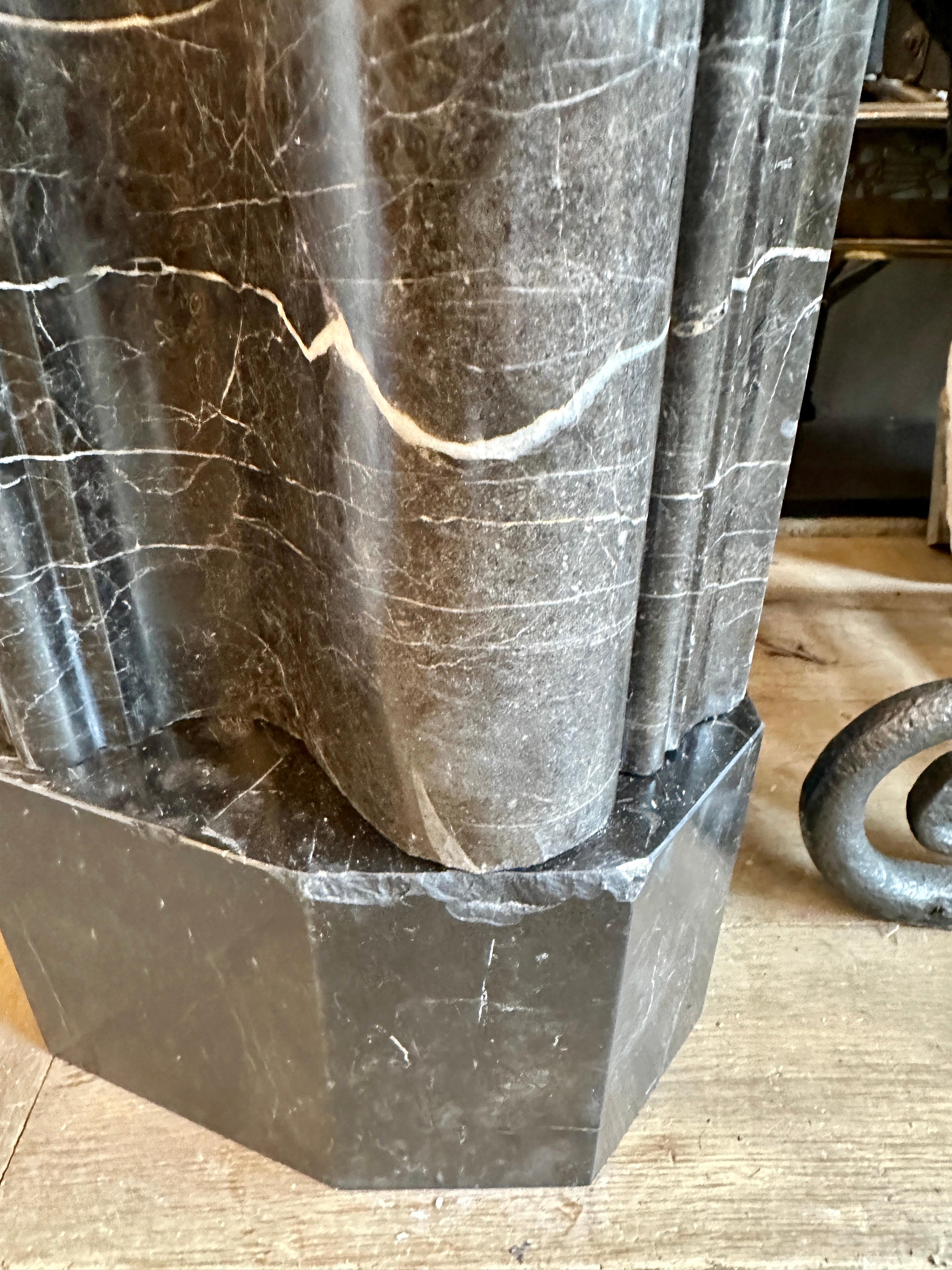 A Large Reclaimed Black Marble Bolection Fireplace Mantel For Sale 2