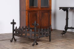 A Large Reclaimed Wrought Iron Forged Fireplace Basket Blacksmith Made