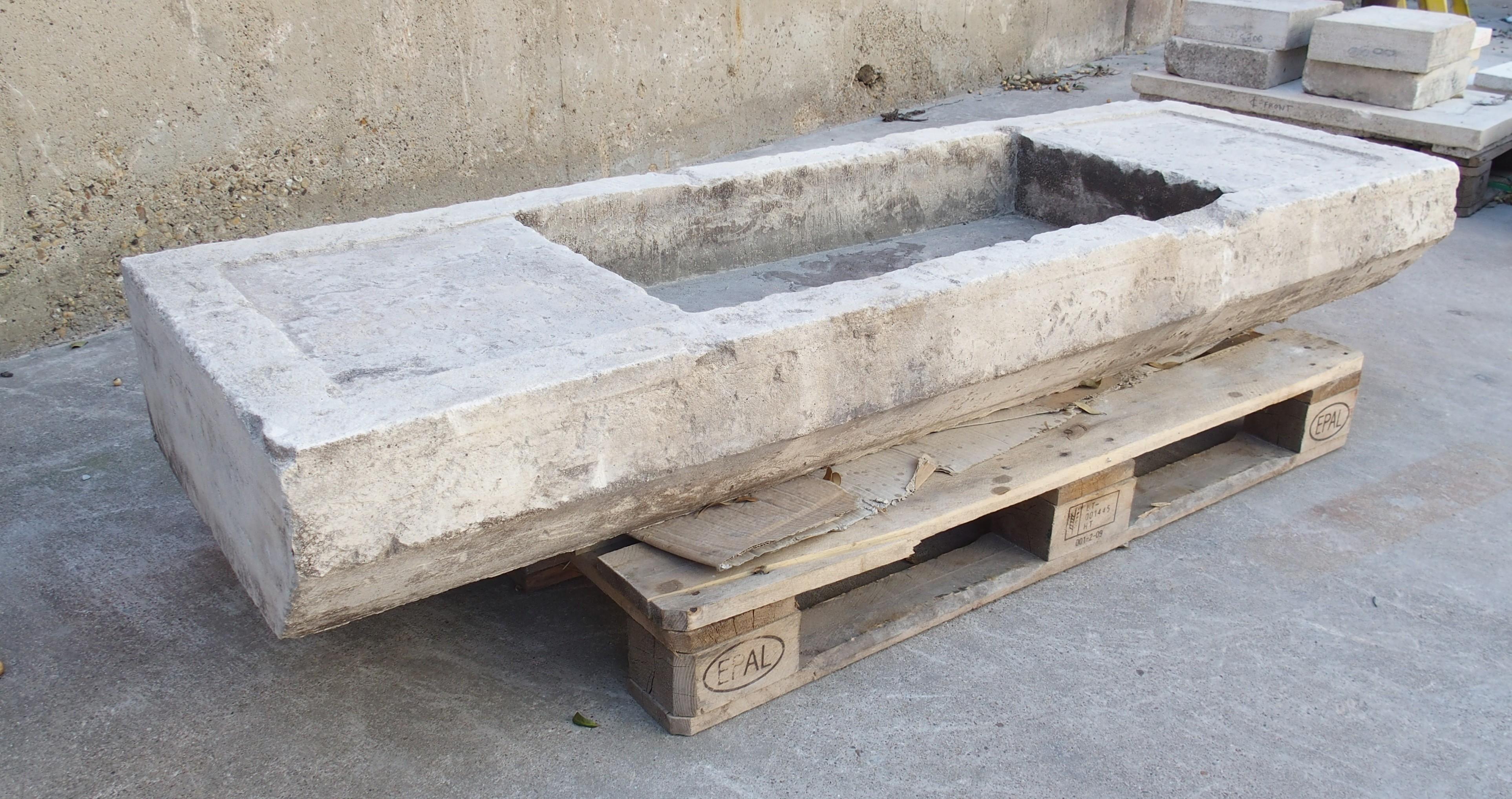 Cast A Large Reconstituted Limestone Farm Sink from Southern Italy, L-71.25 inches