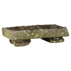A Large Rectangular Carved Stone Trough Planter Garden Feature on Pedestal