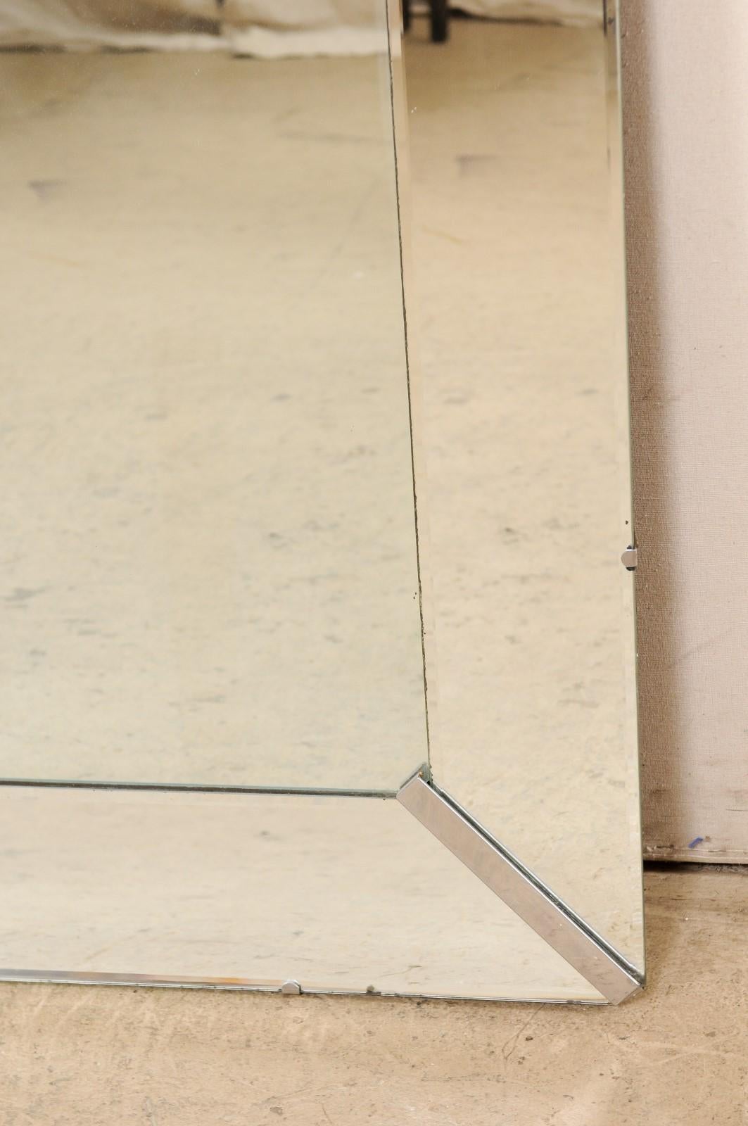 Large Rectangular-Shaped Wall Mirror W/Mirror Surround 'Stands Just Shy of 5' In Good Condition For Sale In Atlanta, GA