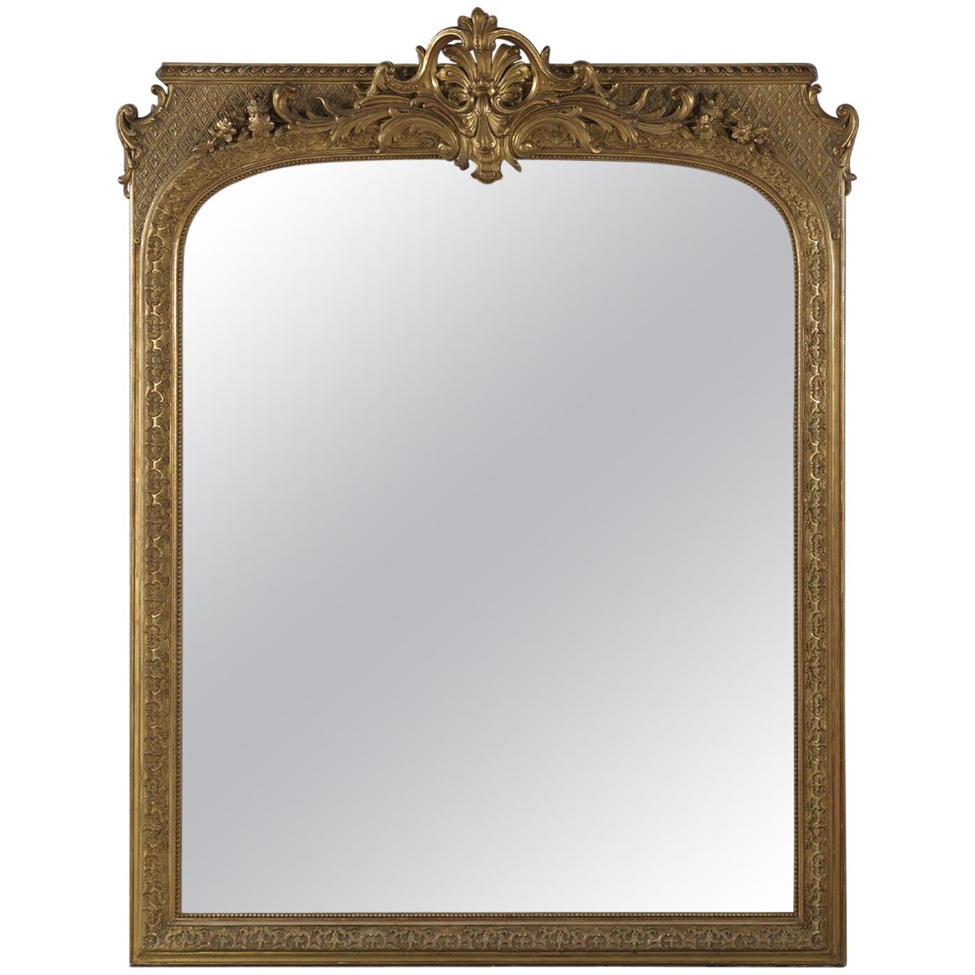 A Large Regence Style Carved Giltwood and Gesso Mirror, Circa 1860