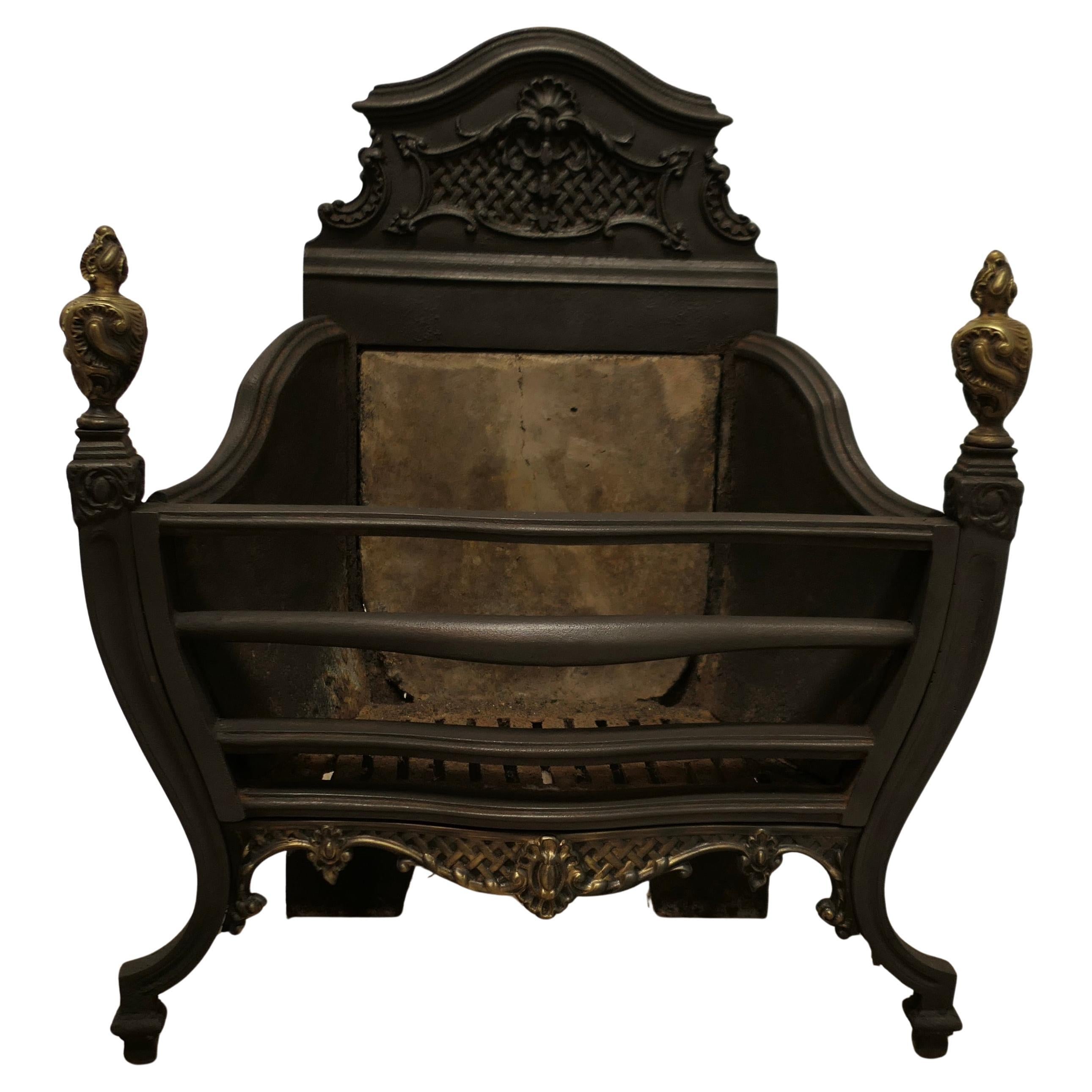Grande grille de cheminée Regency   Le feu a un dos décoratif