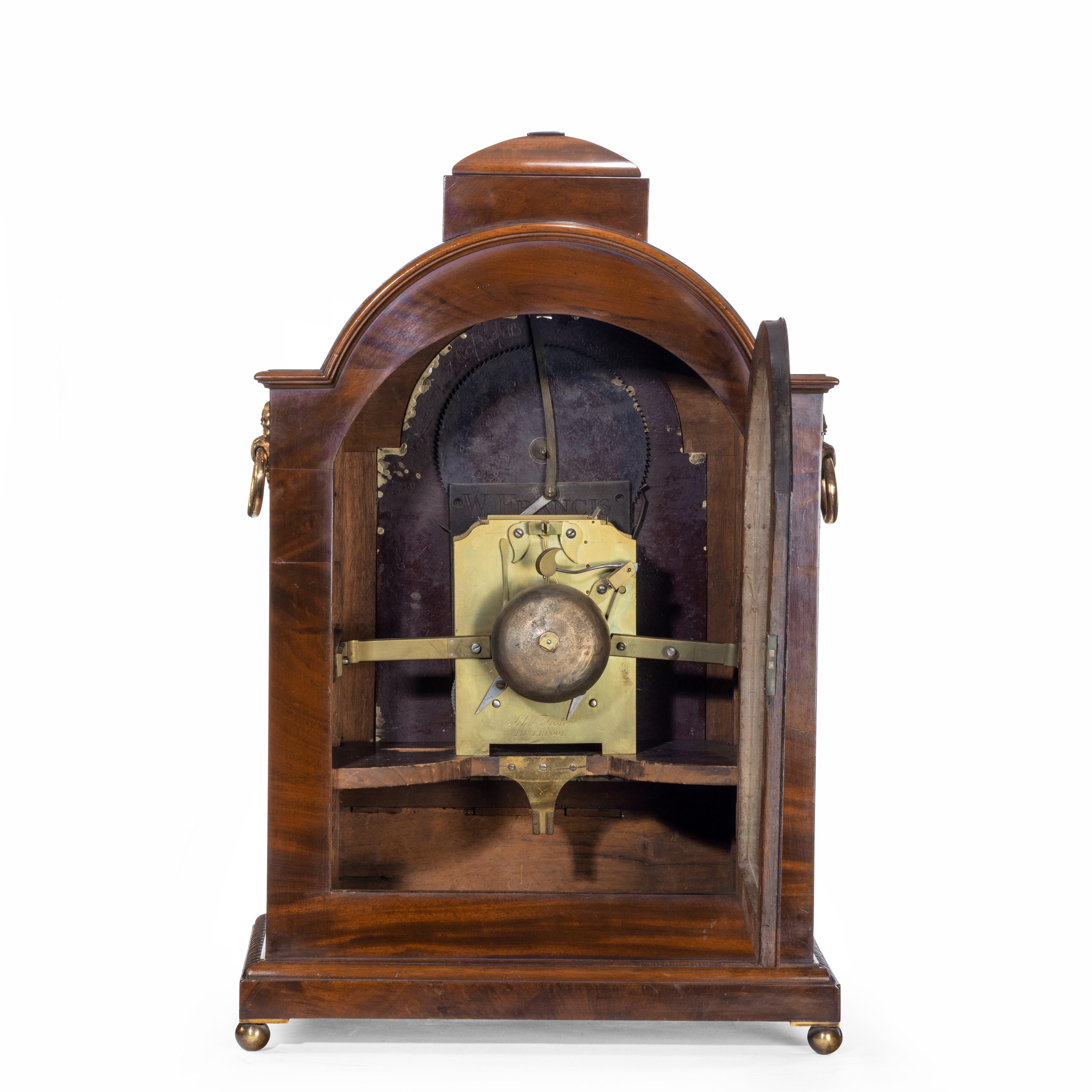 English Large Regency Mahogany Brass Inlaid Bracket Clock by John Foster, circa 1820