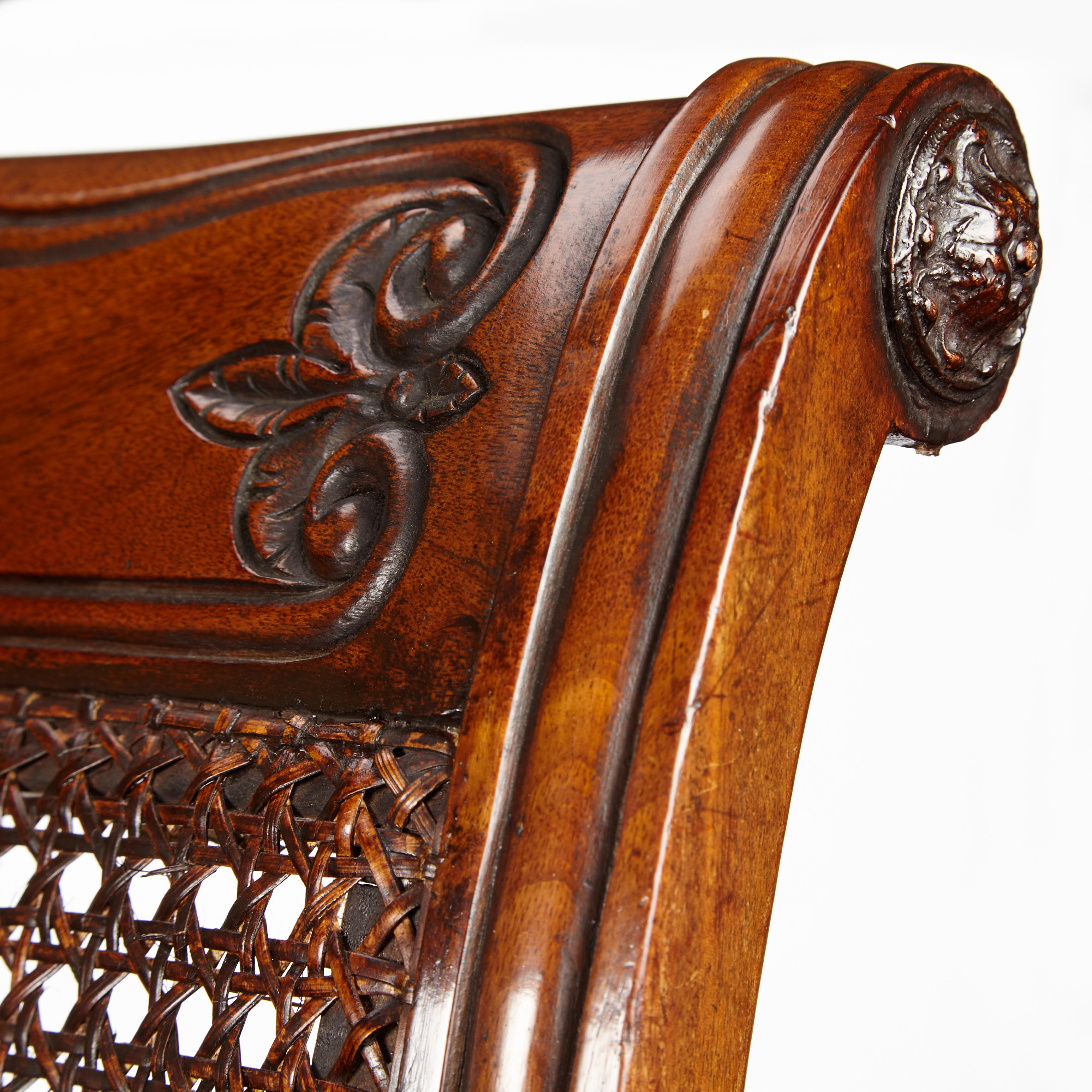 British Large Regency Period Mahogany Library Bergere Chair For Sale