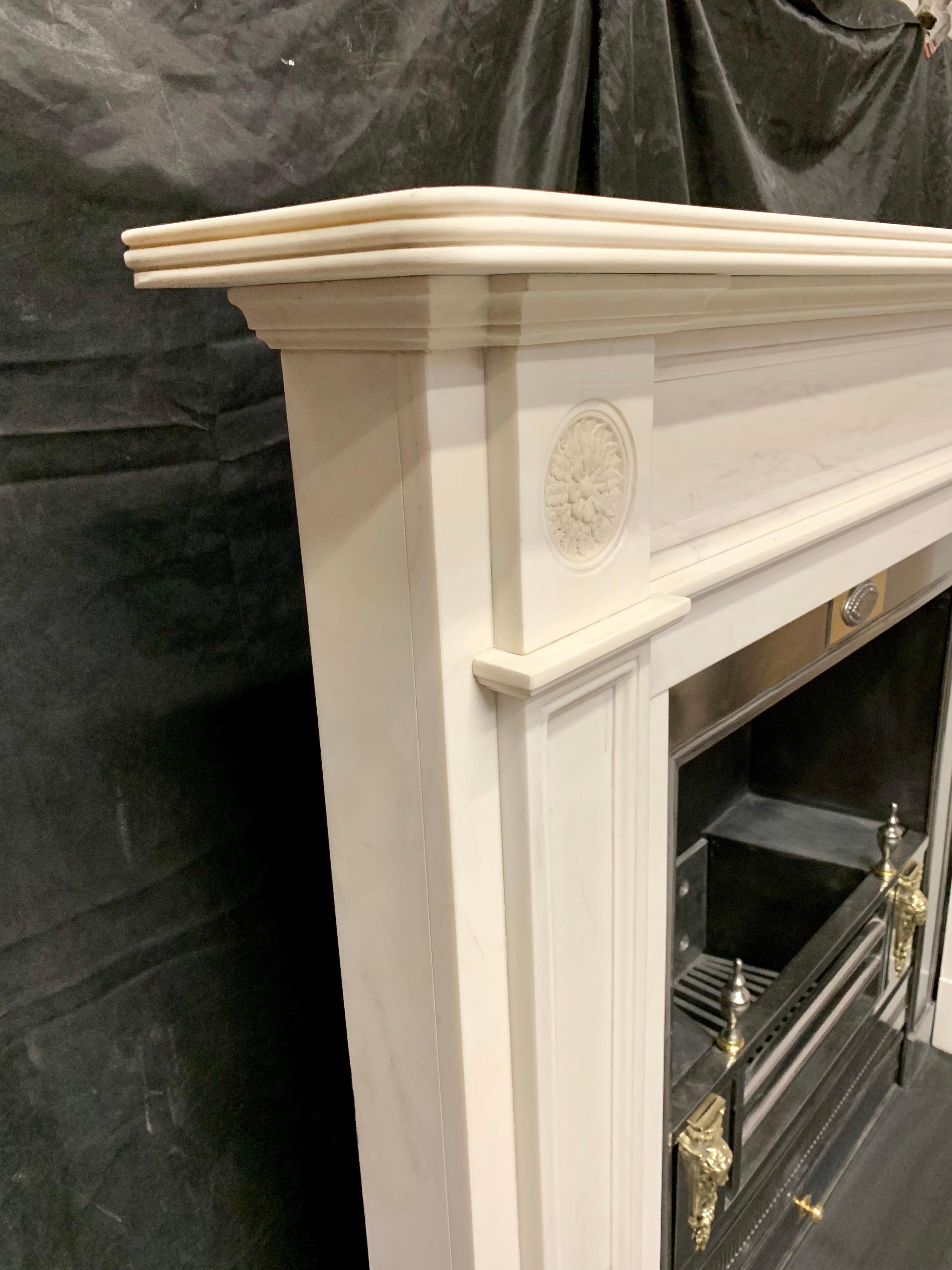 Large Regency Style Carved Statuary Marble Fireplace Surround 2