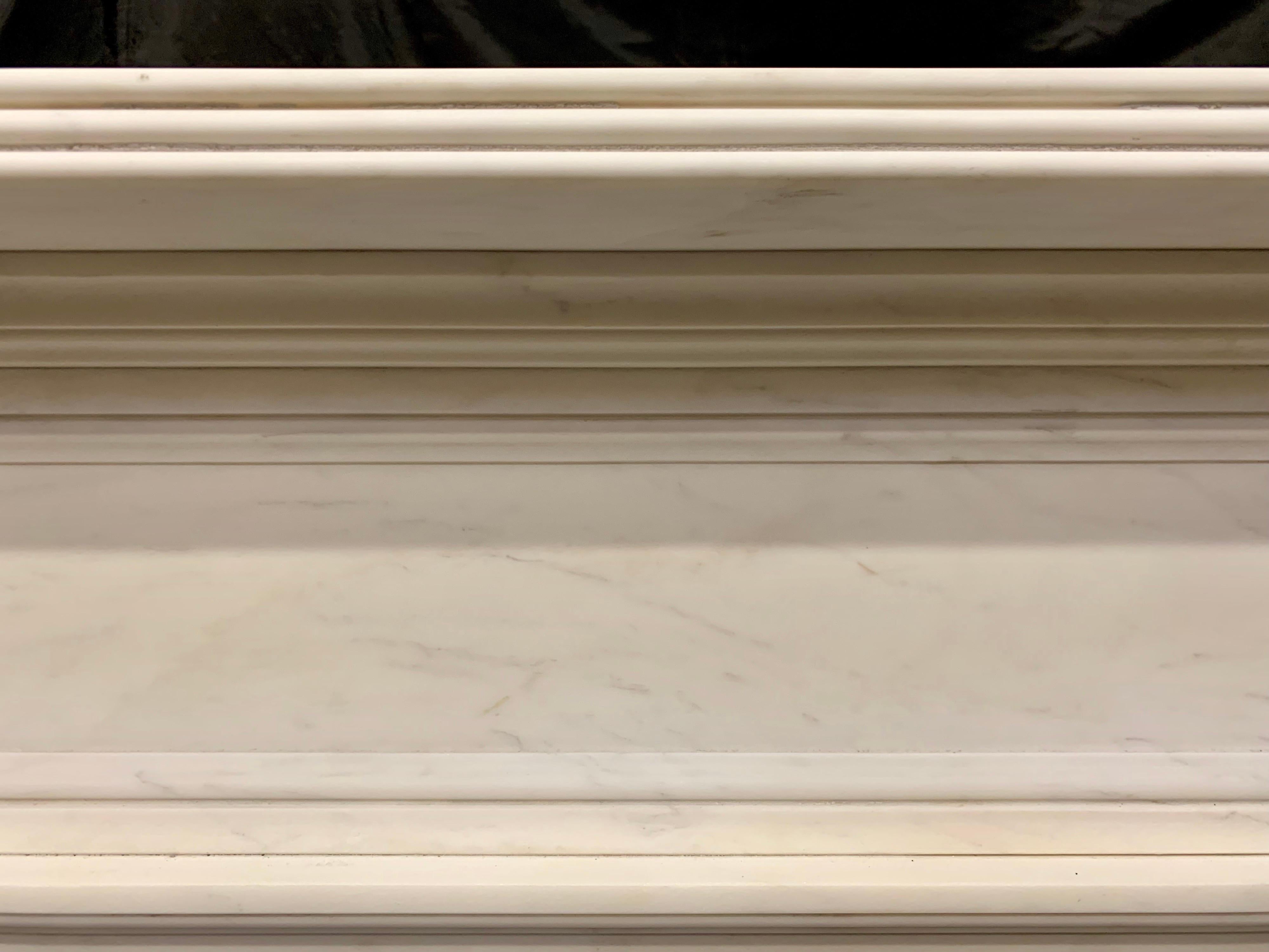 Mid-20th Century Large Regency Style Carved Statuary Marble Fireplace Surround