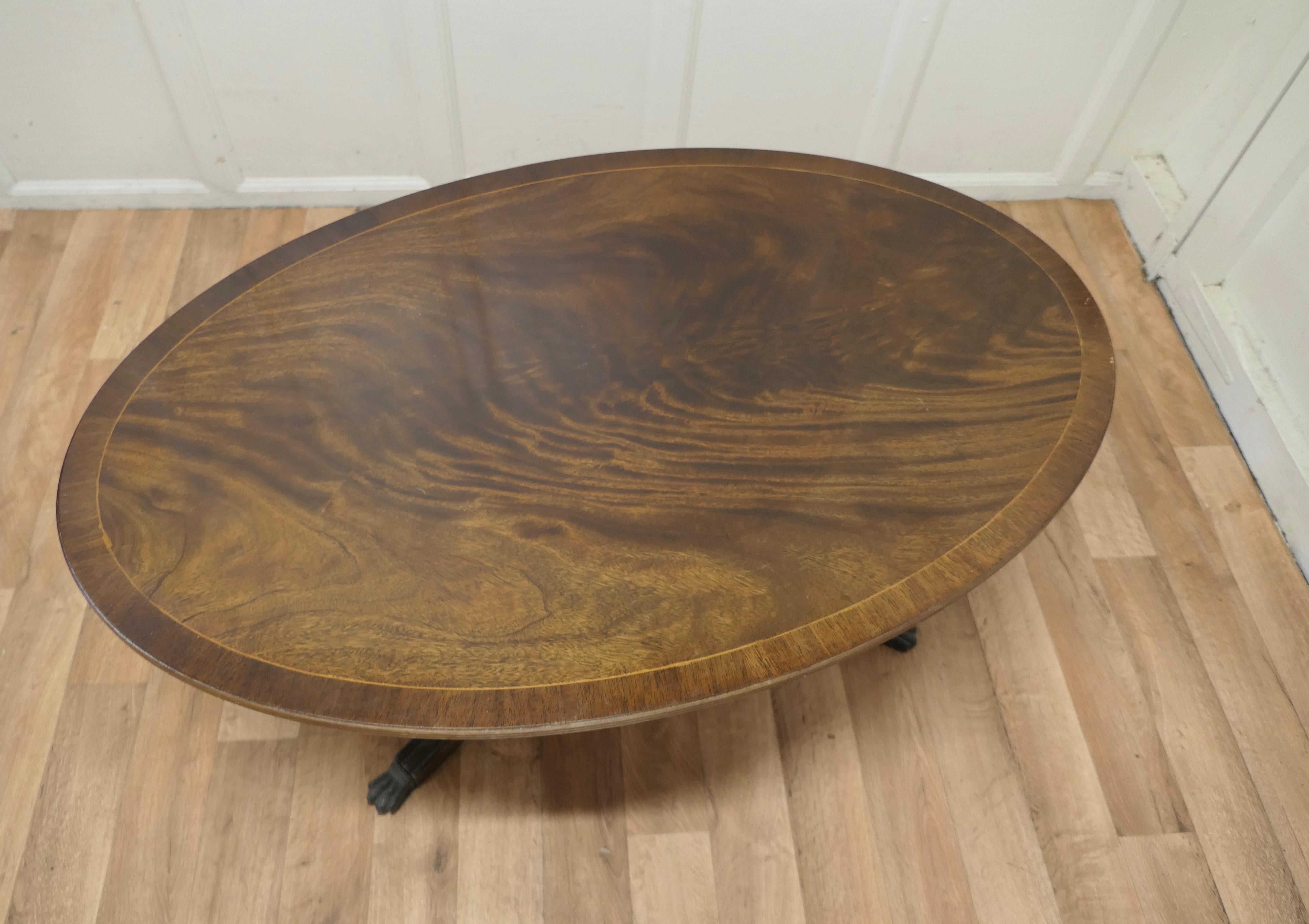 Large Regency Style Flame Mahogany Coffee Table For Sale 6