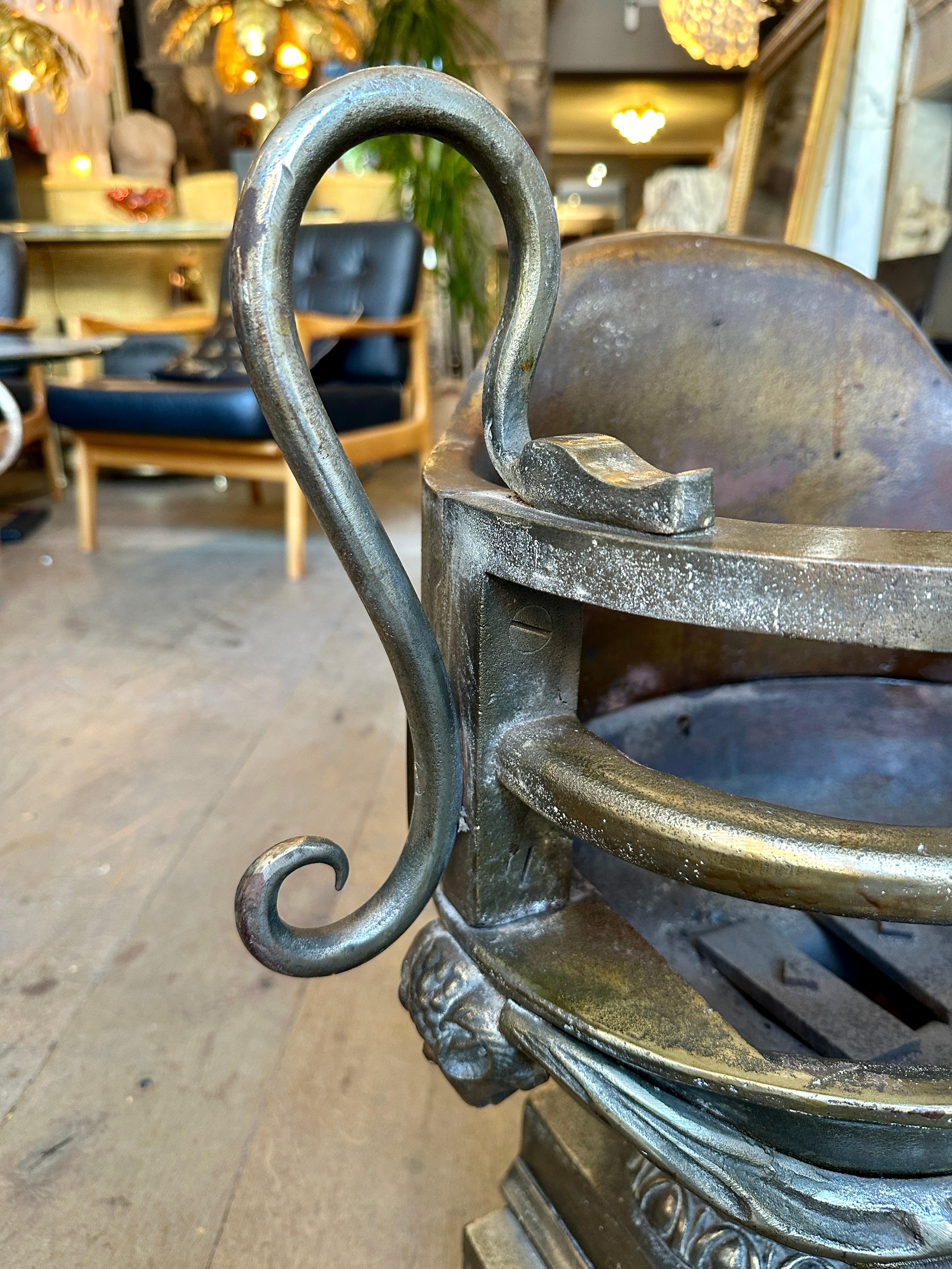 Patinated A Large Regency Urn Fire Grate/Basket In Bronze Finish For Sale