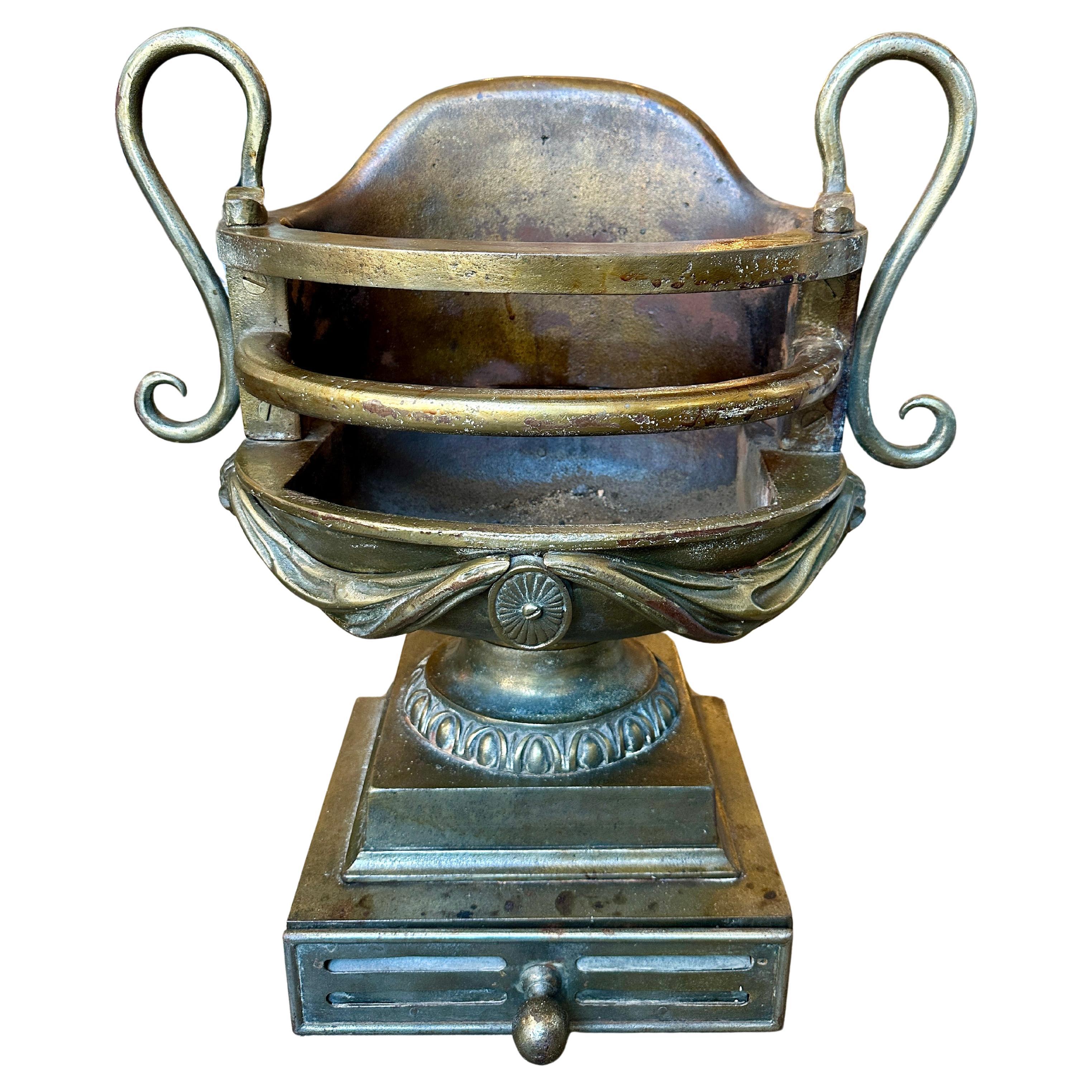 A Large Regency Urn Fire Grate/Basket In Bronze Finish For Sale