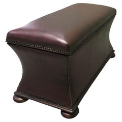 A Large Regency Waisted Leather Ottoman or Window Seat
