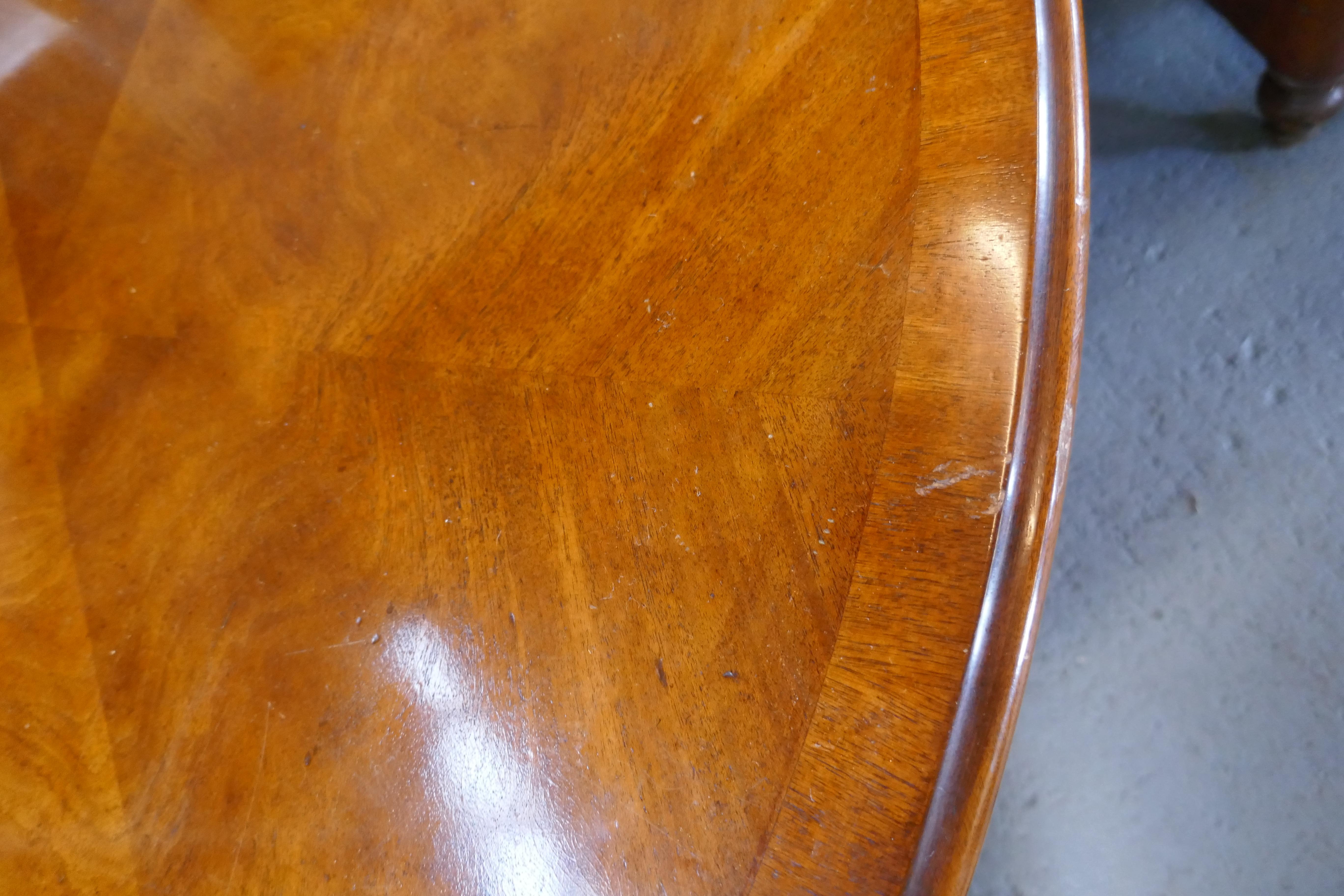 A Large Regency Walnut and Brass Oval Coffee Table 7