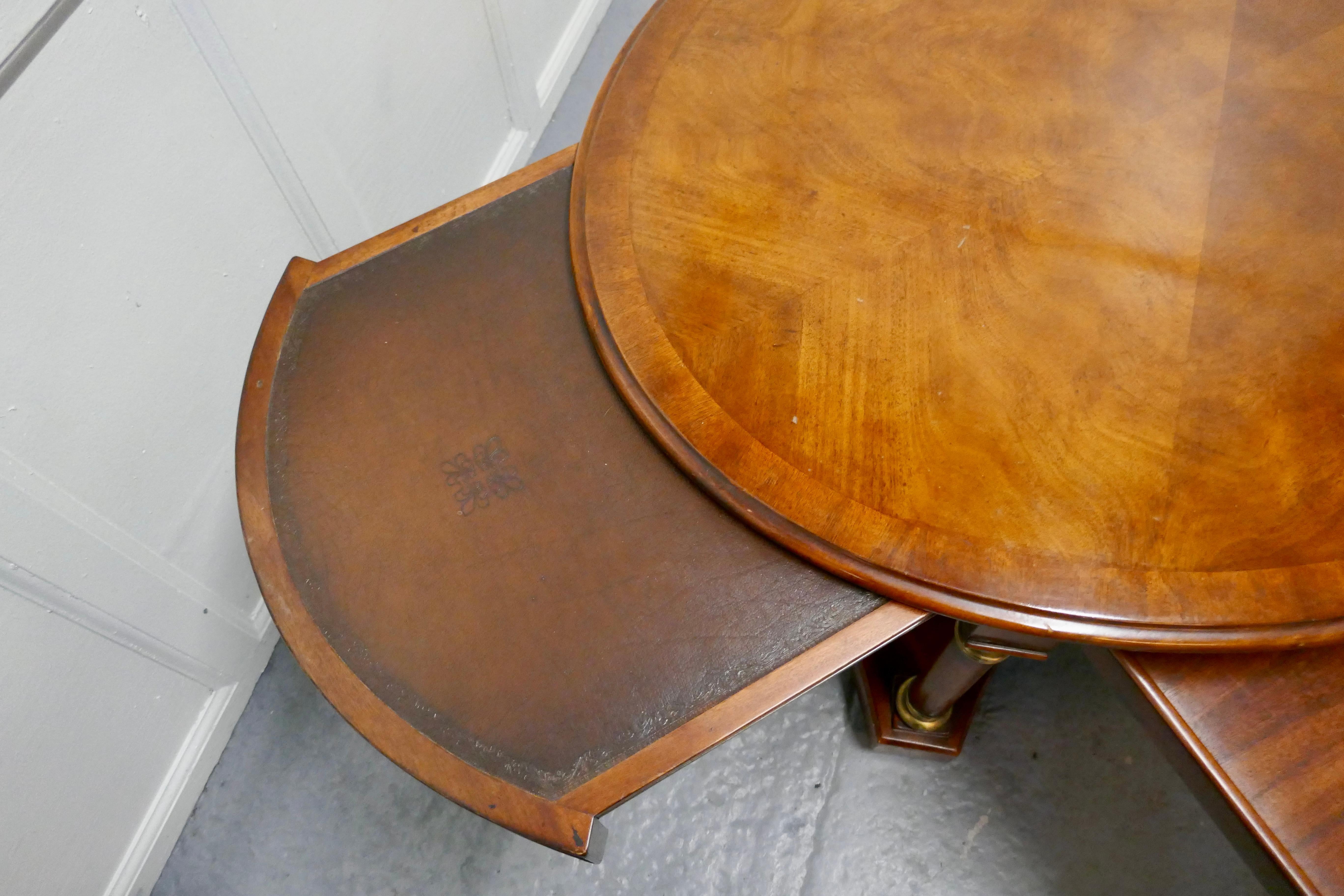 A Large Regency Walnut and Brass Oval Coffee Table 2