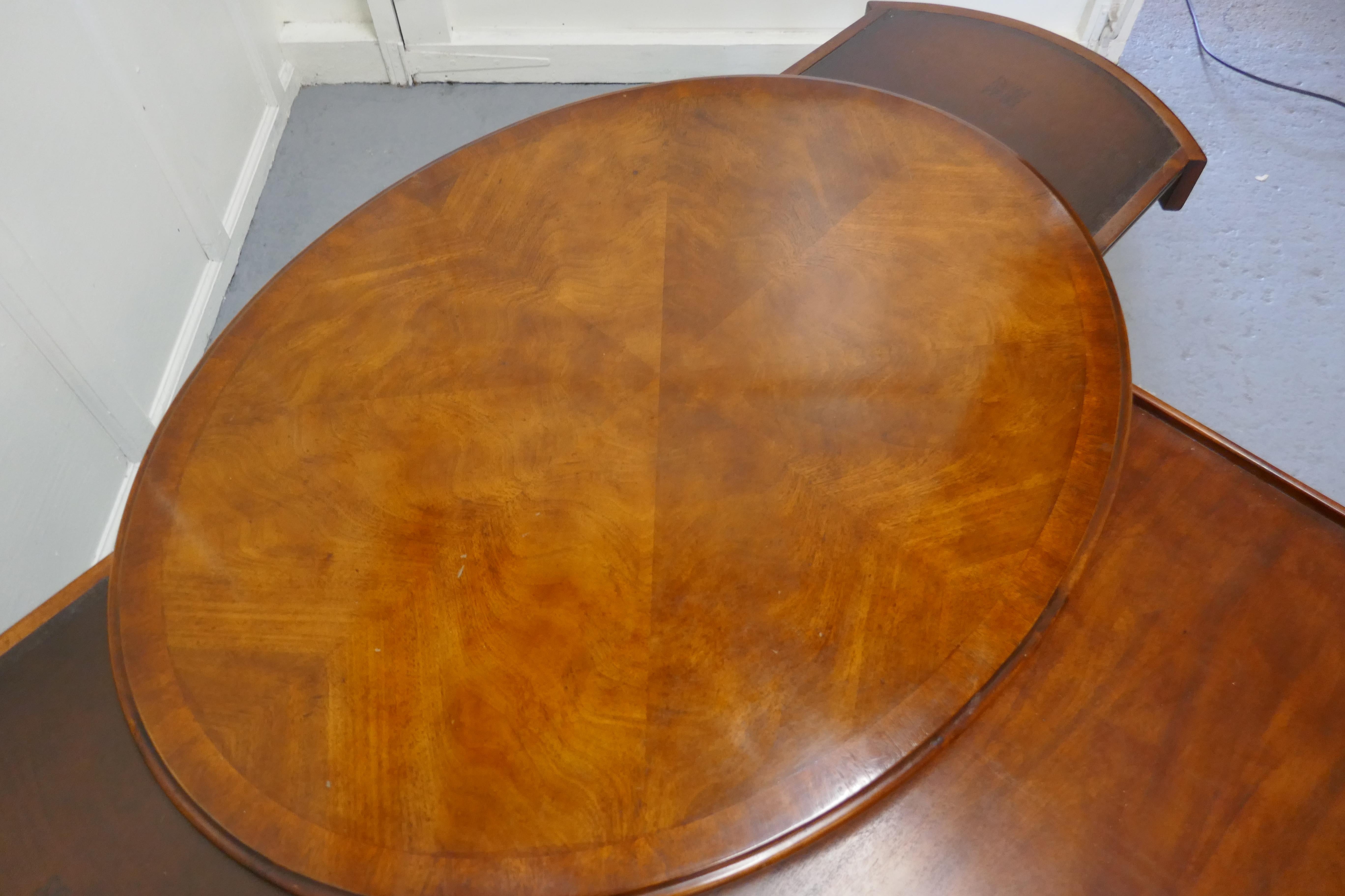 A Large Regency Walnut and Brass Oval Coffee Table 3