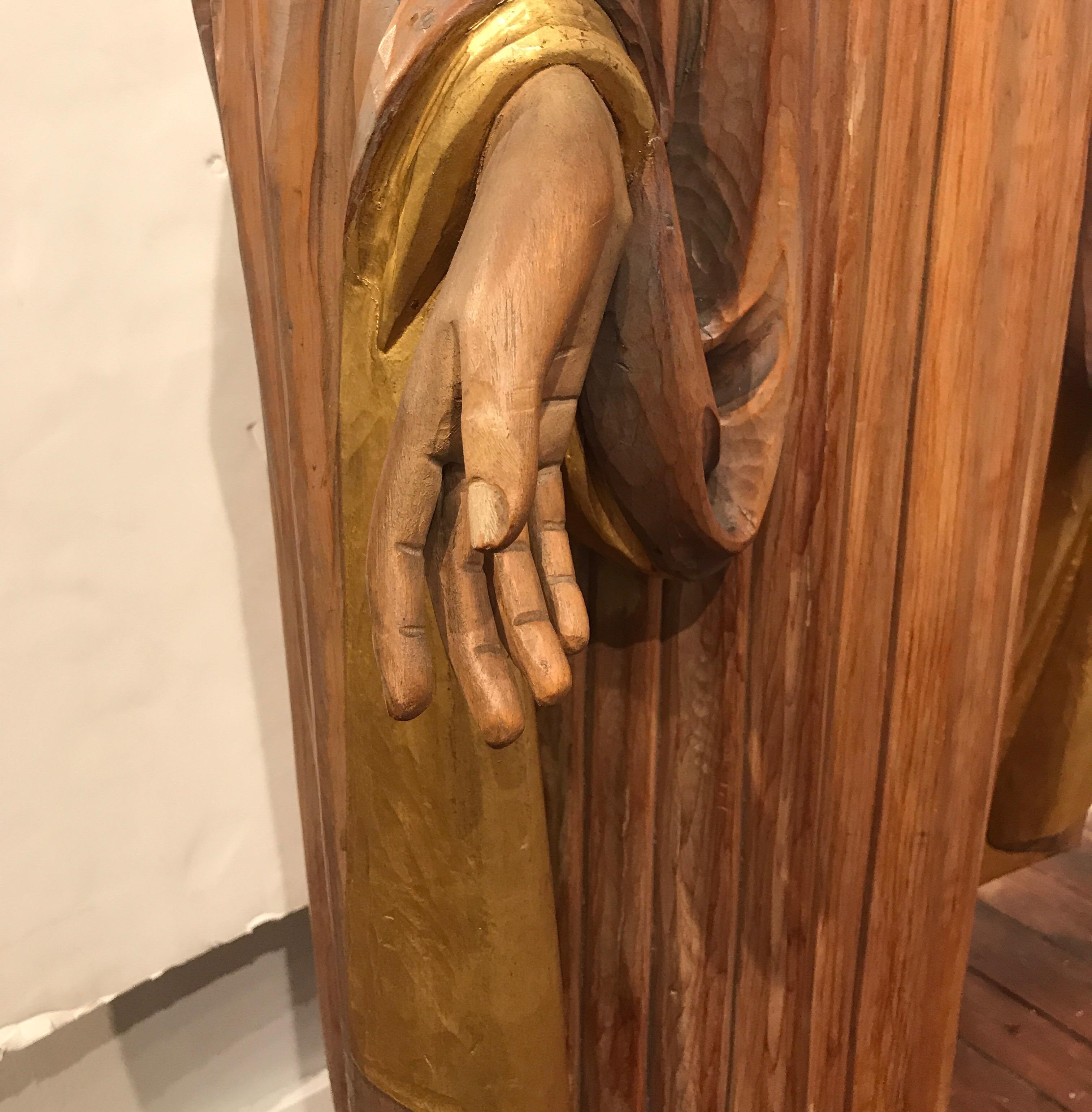 Wood Large Religious Had Carved Statue of Virgin Mary