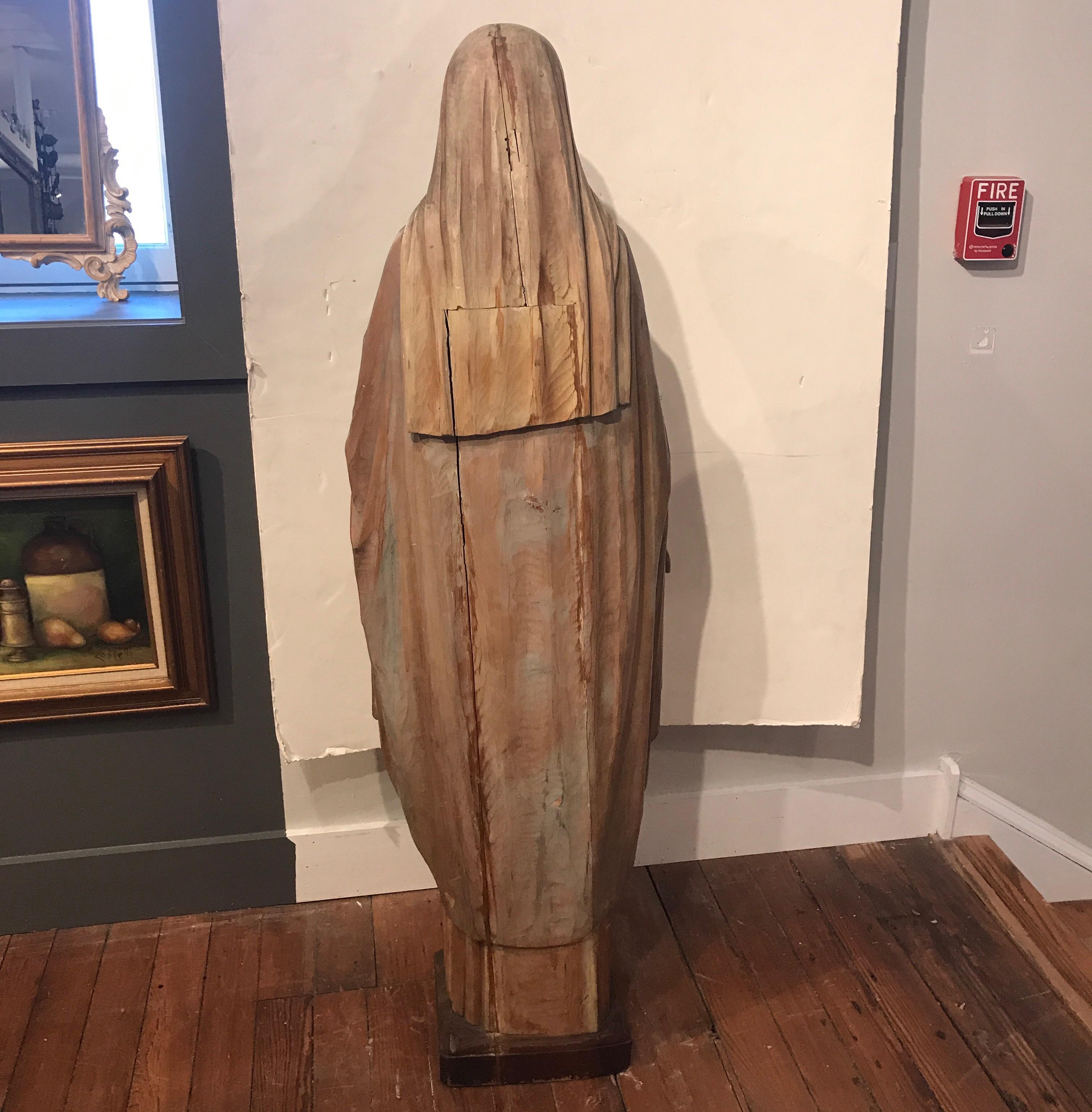 Large Religious Had Carved Statue of Virgin Mary In Good Condition In Lambertville, NJ