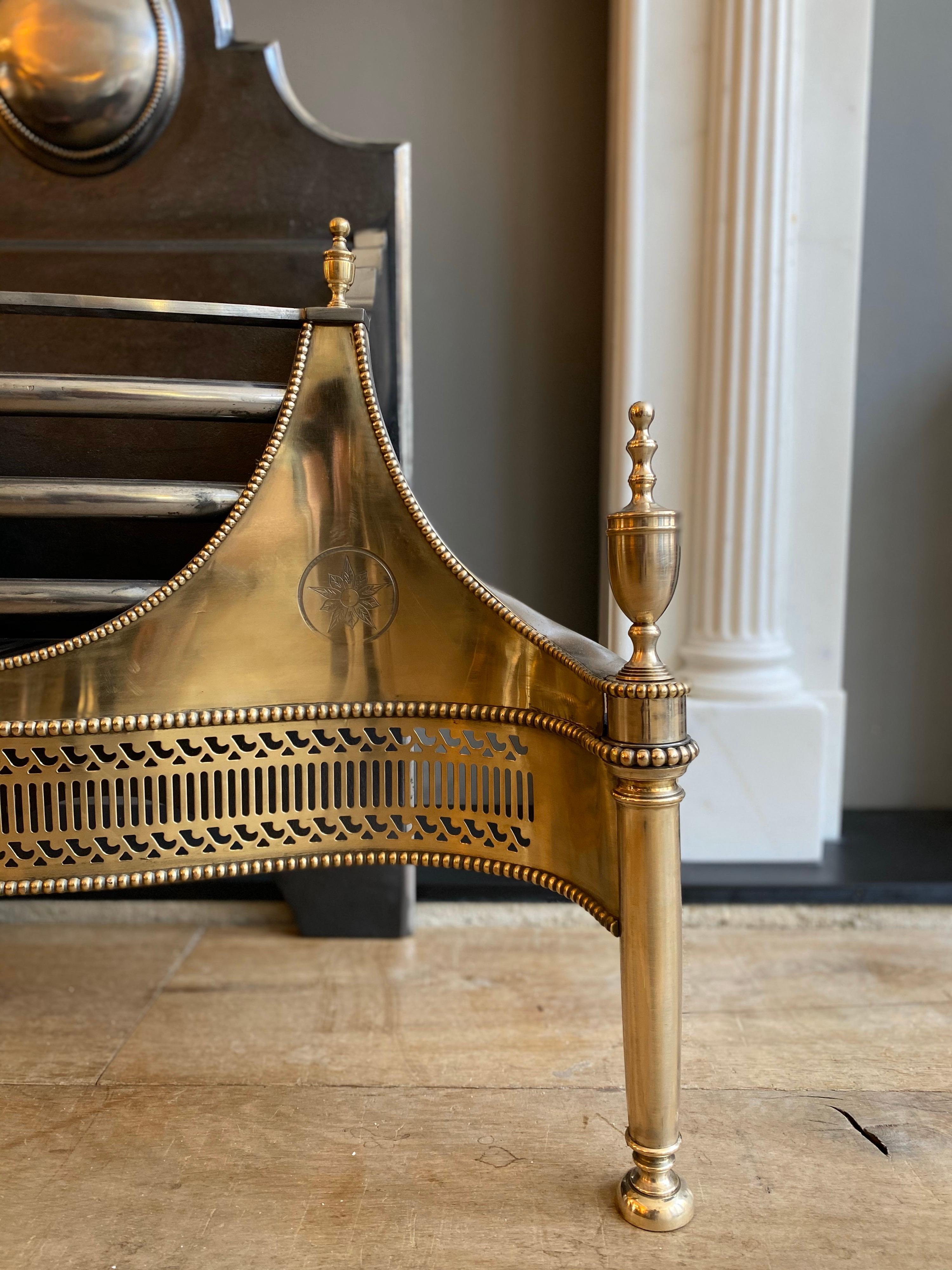 George II Large Reproduction Georgian Style Brass Fire Grate