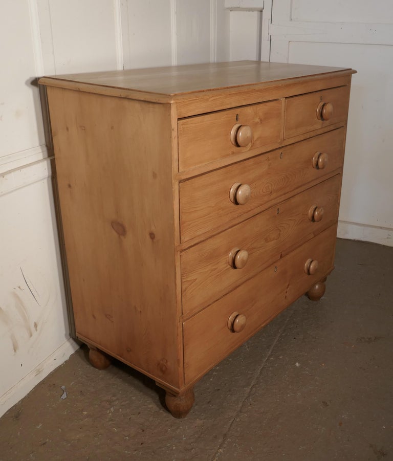 Large Restored Victorian Pine Chest of Drawers For Sale at