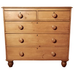 Antique Large Restored Victorian Pine Chest of Drawers