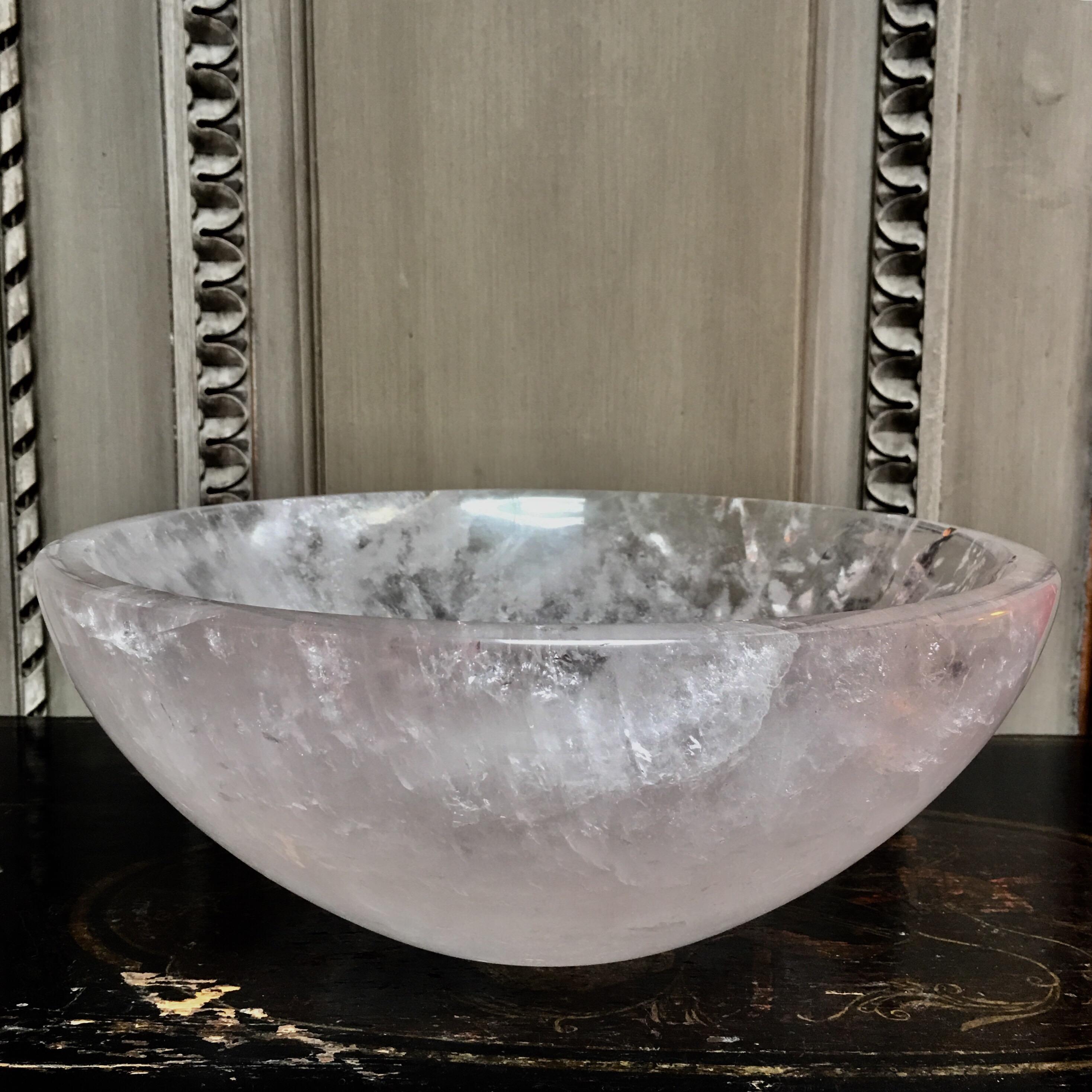 Modern Large Rock Crystal Bowl