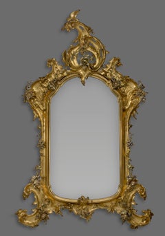 Large Rococo Style Carved Giltwood and Silver Gilt Mirror, circa 1870