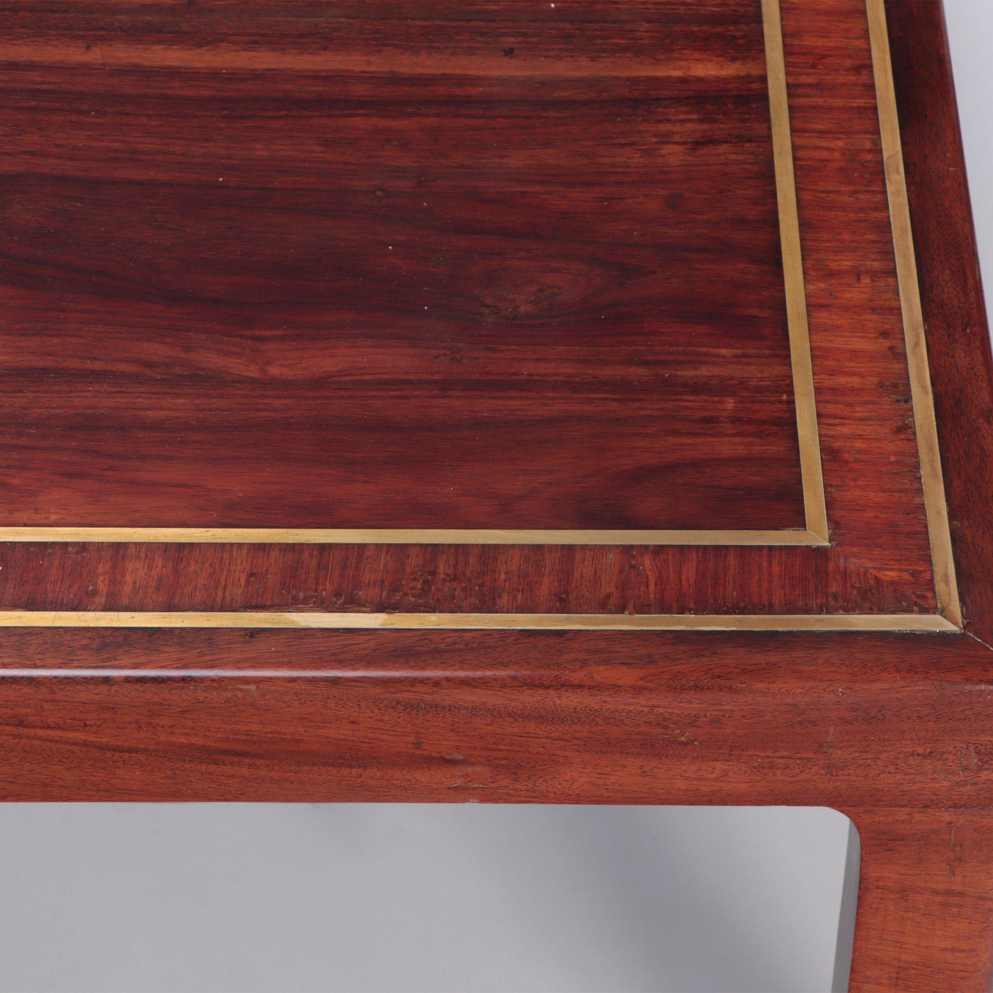 Late 20th Century Large Rosewood and Brass Inlaid Brazilian Coffee Table, C 1975 For Sale