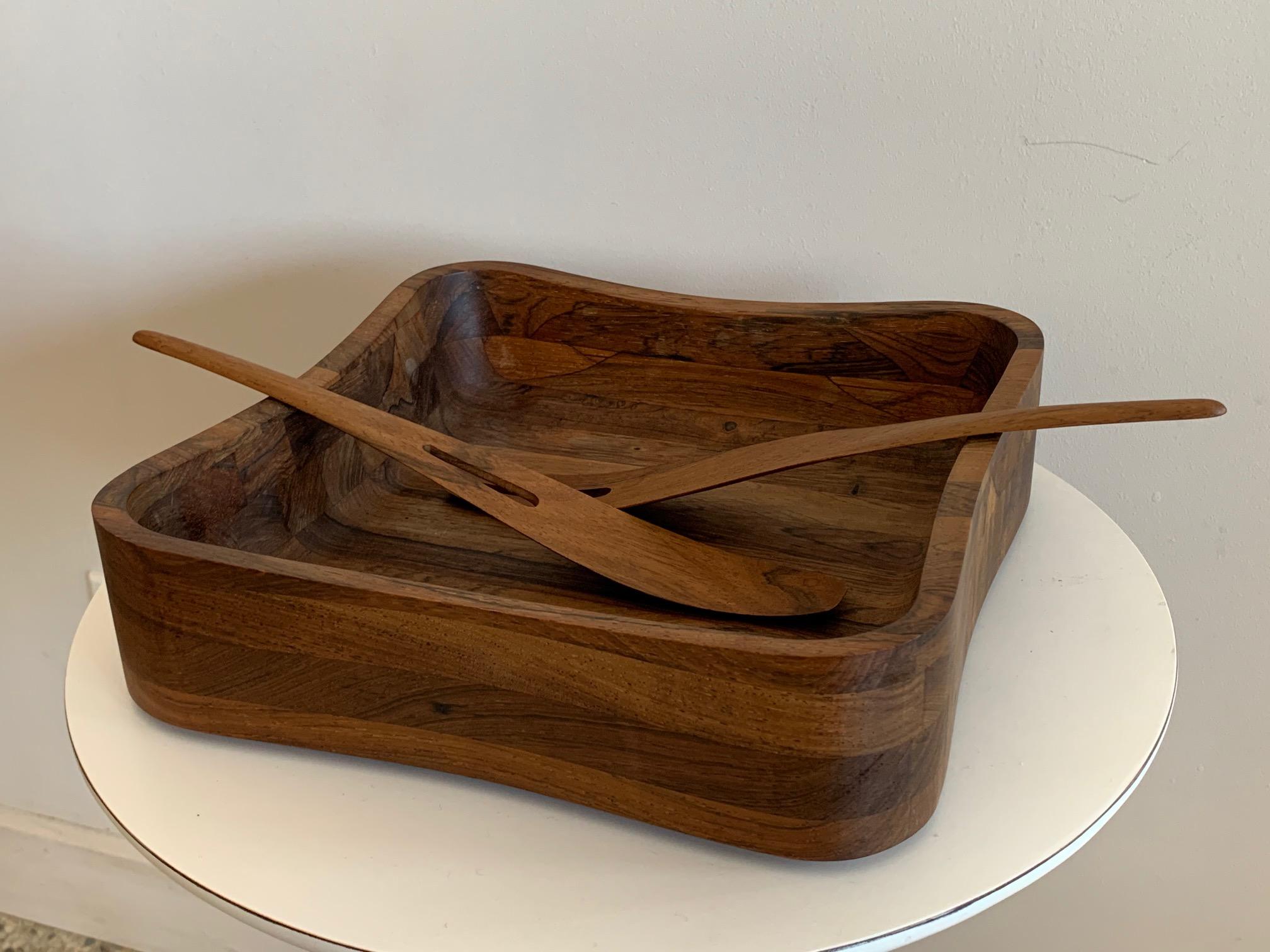 Large Rosewood Serving Set by Laurids Lonborg, Denmark In Good Condition For Sale In St.Petersburg, FL