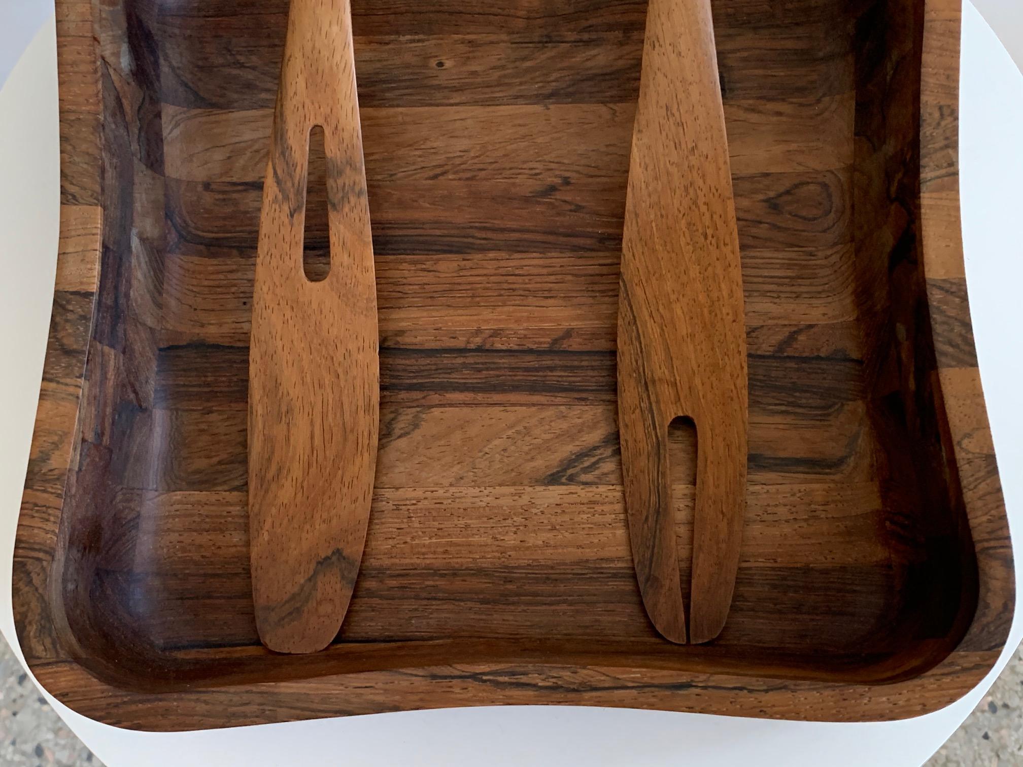 Large Rosewood Serving Set by Laurids Lonborg, Denmark For Sale 1