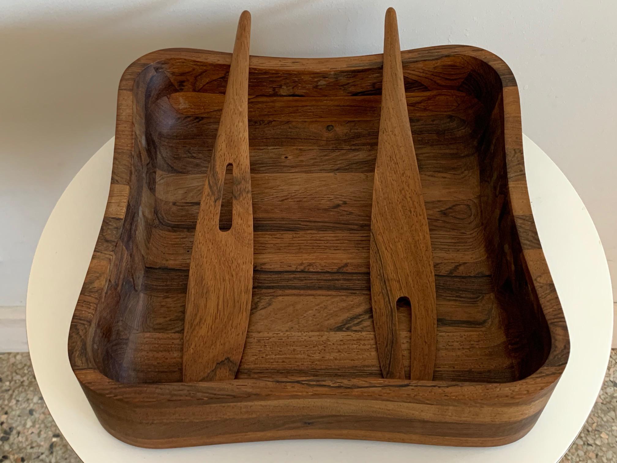 Large Rosewood Serving Set by Laurids Lonborg, Denmark For Sale 2