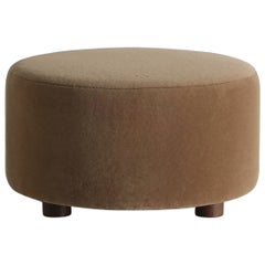 A Large Round 36" Ottoman / Footstool in Pure Golden Brown Alpaca