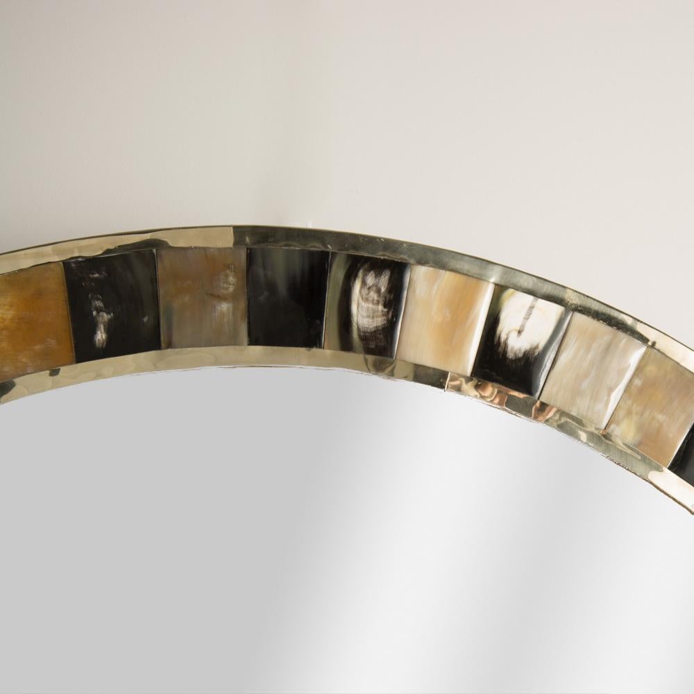 Large Round Horn Mirror in the Manner of Karl Springer, Contemporary 9