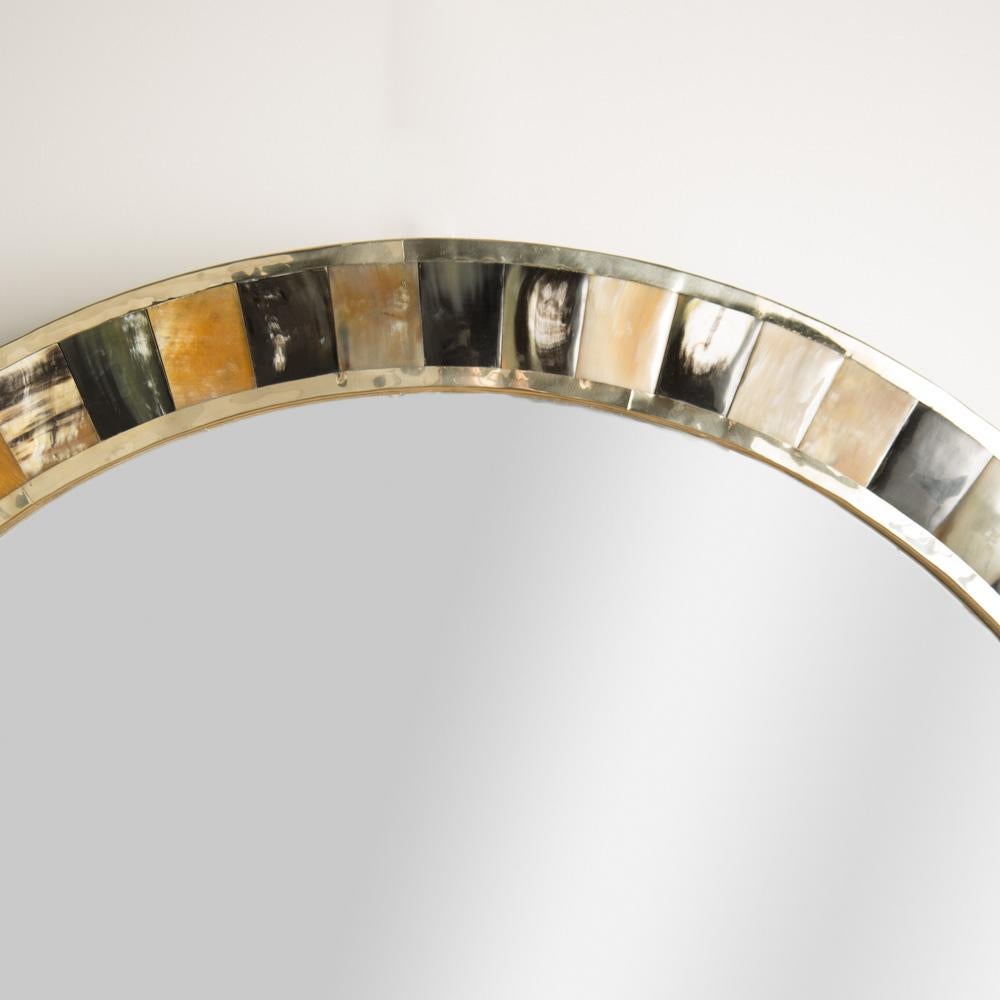 Large Round Horn Mirror in the Manner of Karl Springer, Contemporary 3