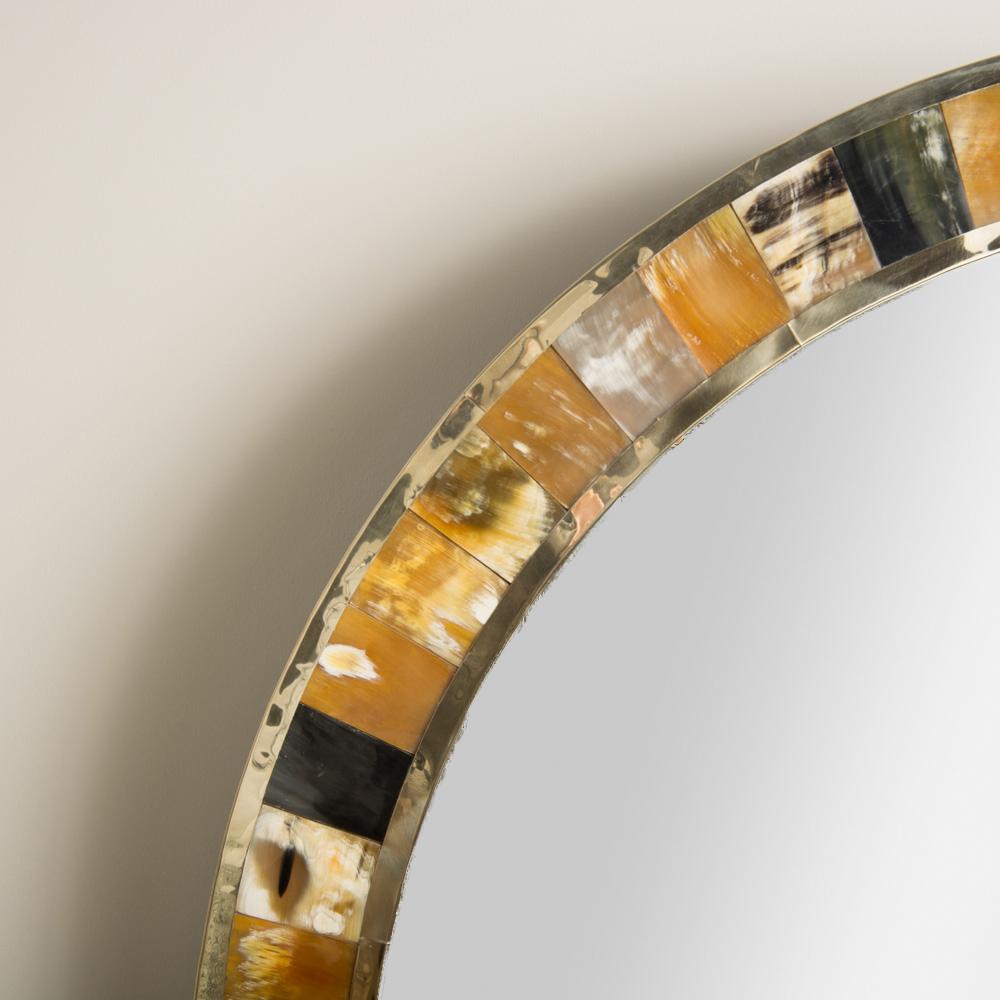 Large Round Horn Mirror in the Manner of Karl Springer, Contemporary 4