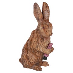 Grande figurine russe en jaspe sculpté représentant un lapin