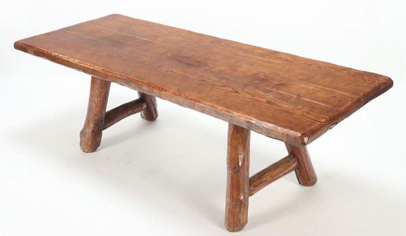 Rustic A large rustic modern French farm table circa 1940. For Sale