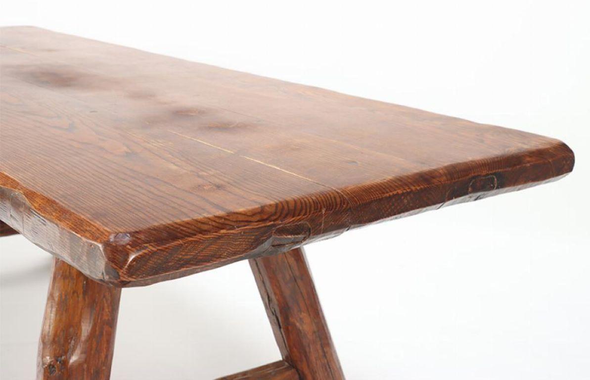 Wood A large rustic modern French farm table circa 1940. For Sale
