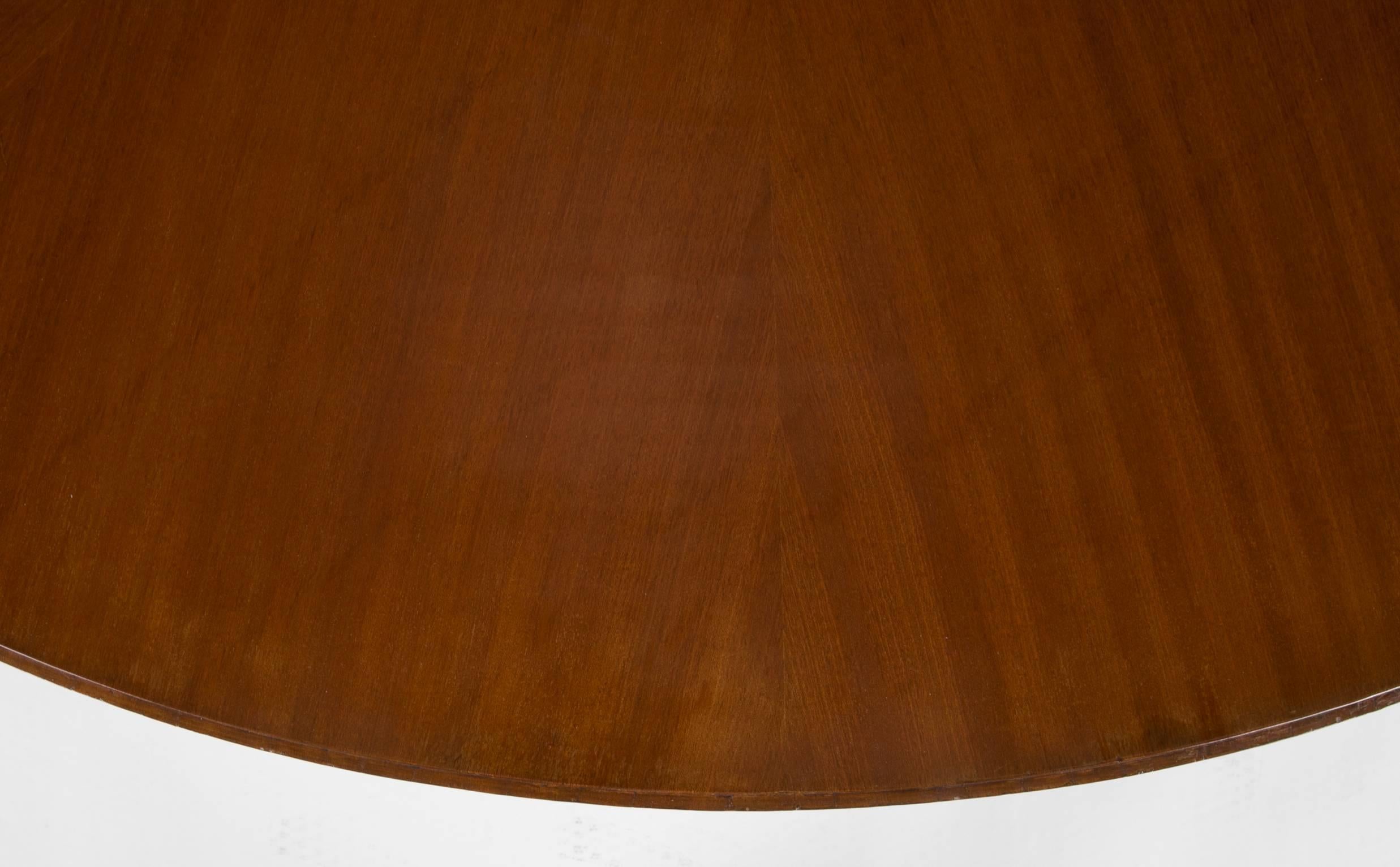 Large Sapele Center Table on Polished Bronze Base 1