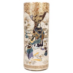 Antique A Large Satsuma Earthenware Vase or Umbrella Stand, Asian Art, 19th Century.