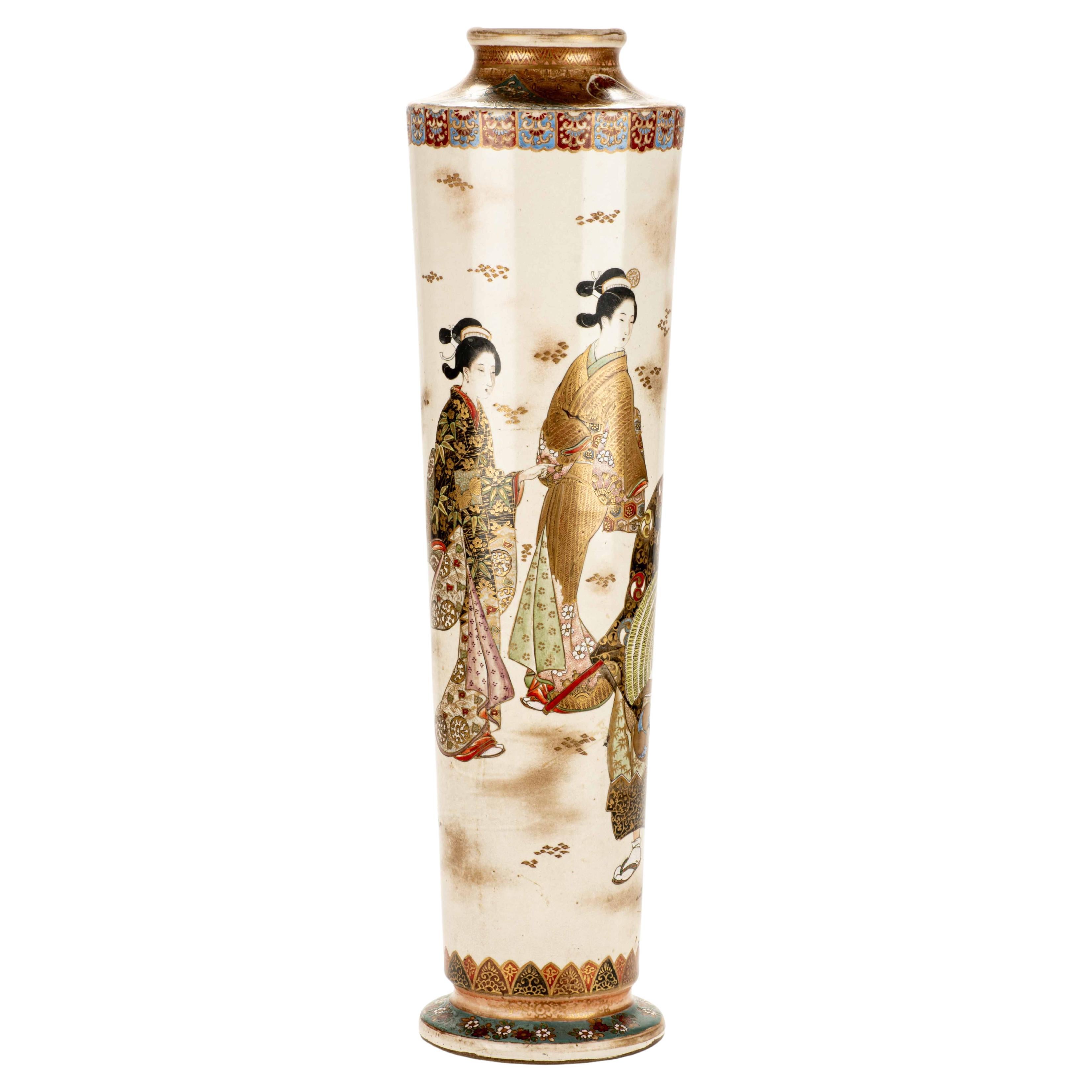 A Large Satsuma Vase Depicting A Scene Of Daily Life