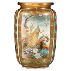 A large Satsuma vase with three reserves signed Matsumoto Hozan