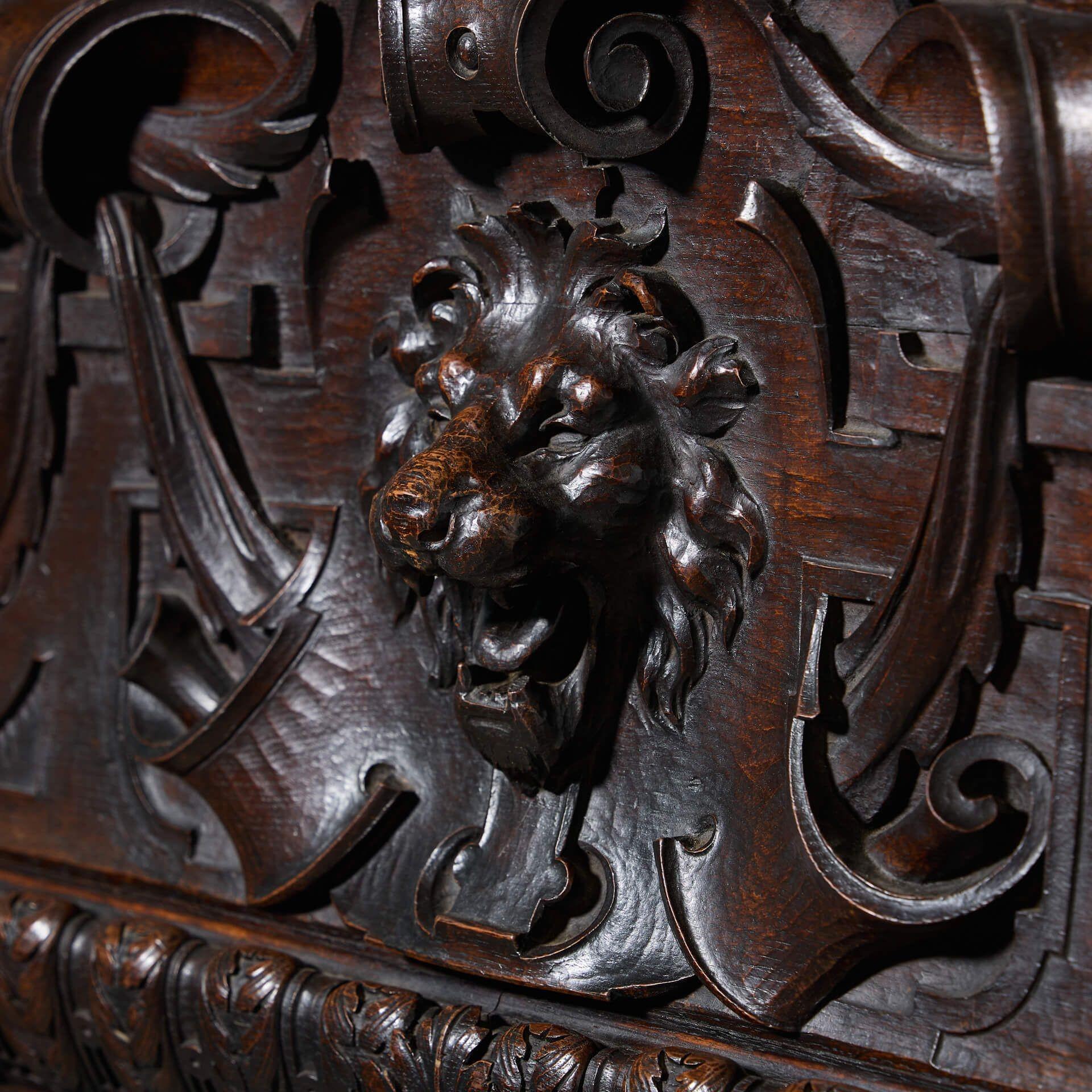 Chimenea inglesa victoriana de roble tallado del siglo XIX a gran escala. Citas a cir en venta 2