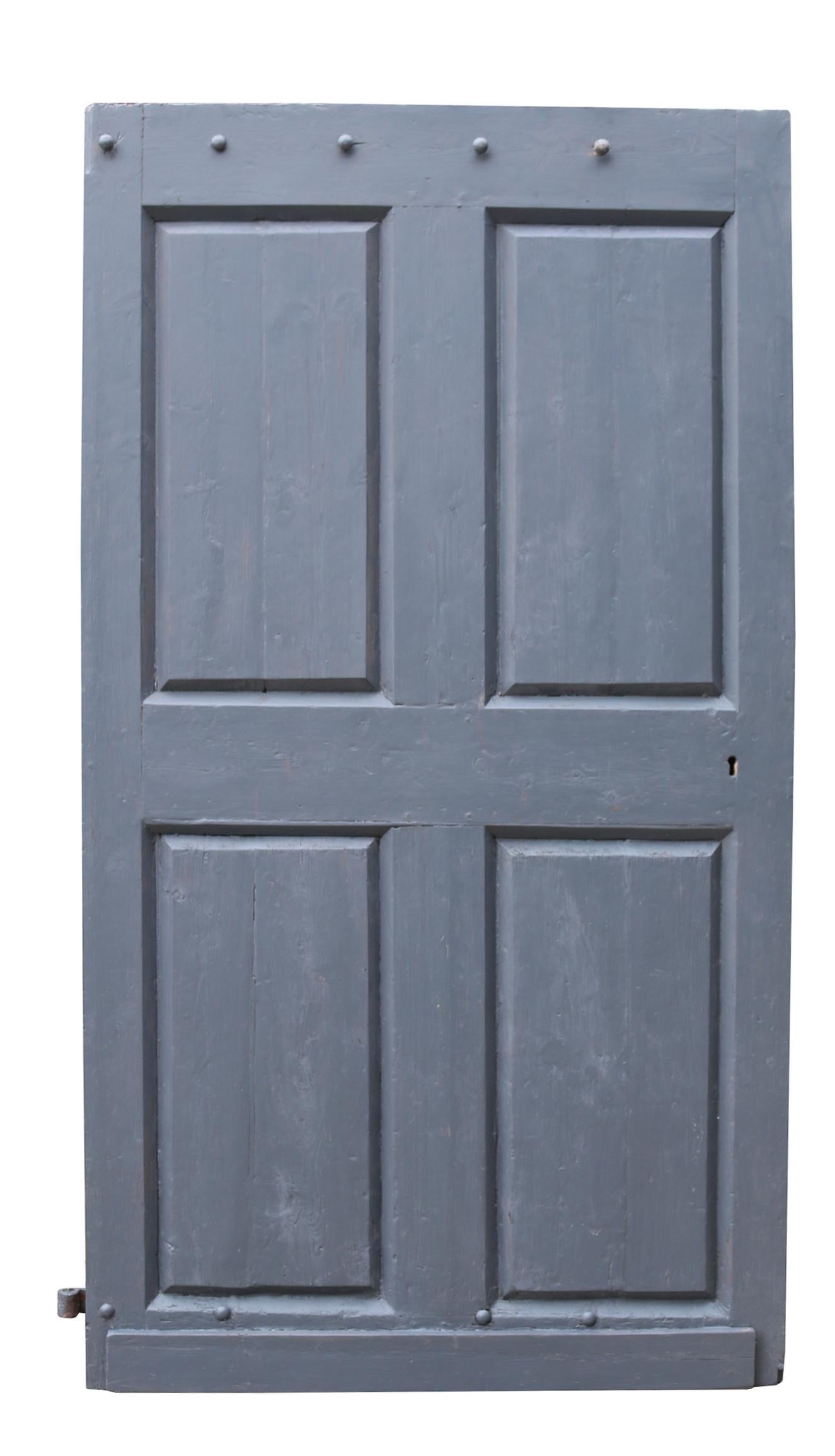 Large Scale Antique Four Panelled Exterior Door In Good Condition For Sale In Wormelow, Herefordshire