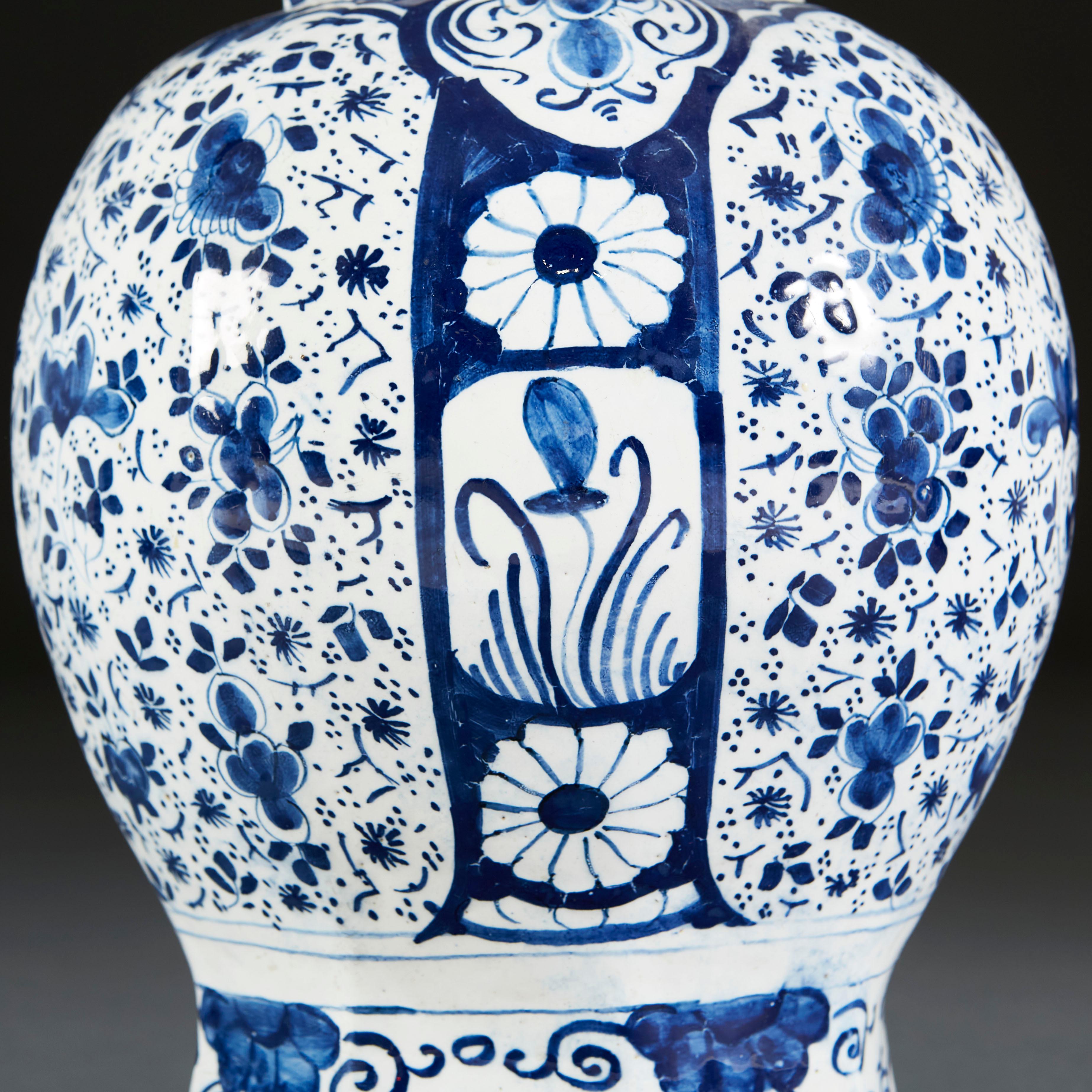 18th Century Large Scale Blue and White Delft Vase as a Lamp
