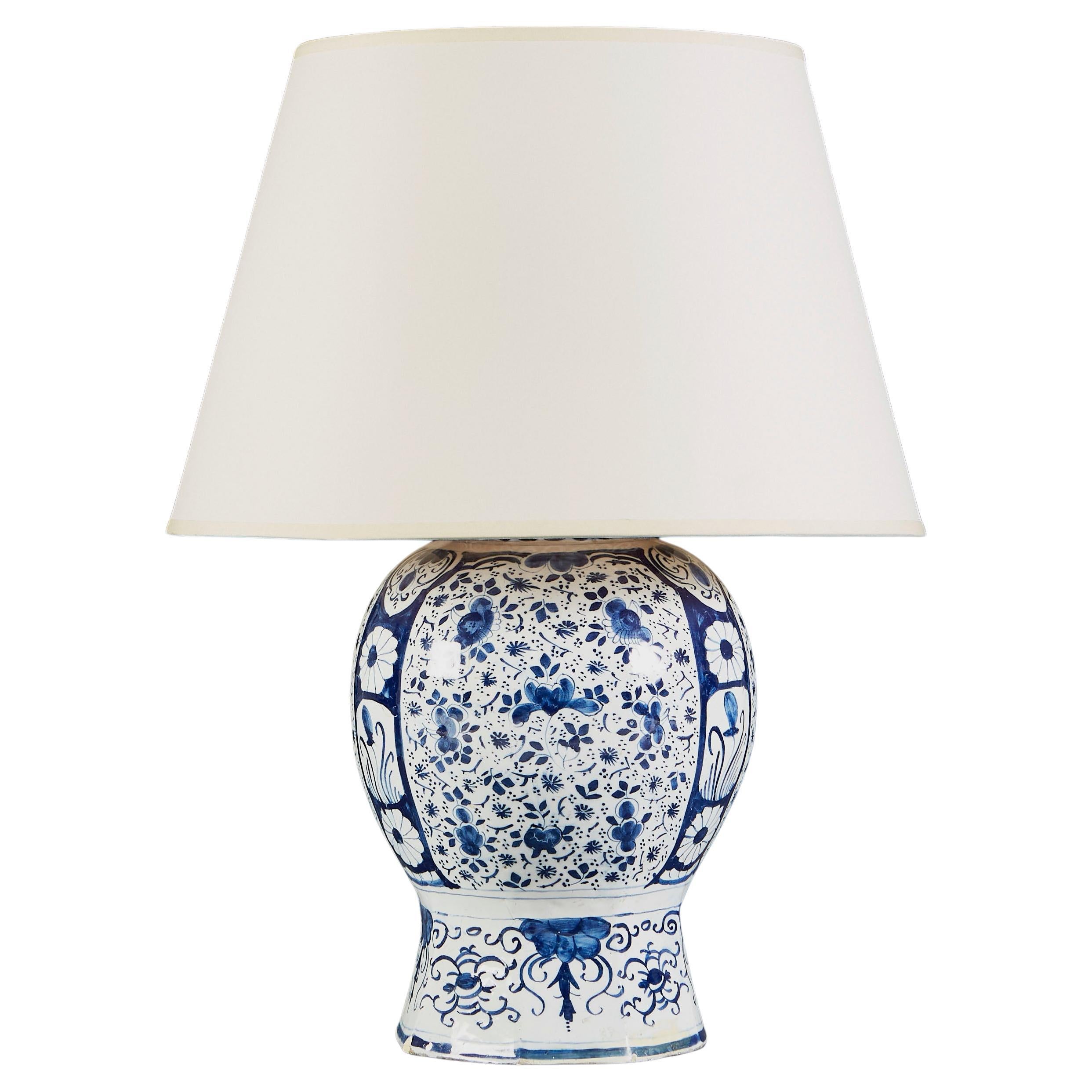 Large Scale Blue and White Delft Vase as a Lamp