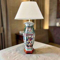 A large scale Chinese Hexagonal Porcelain Vase as a lamp