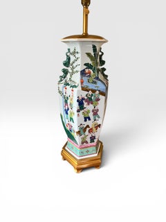 A large scale Chinese Hexagonal Porcelain Vase as a lamp