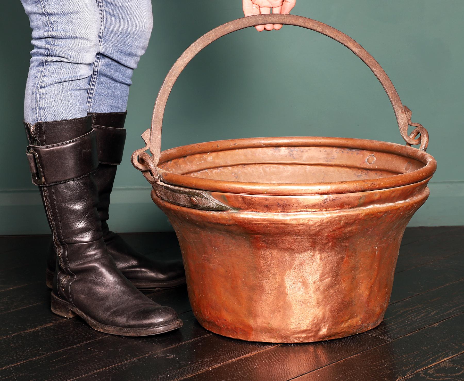 Polished A Large Scale Copper & Wrought Log Bin For Sale